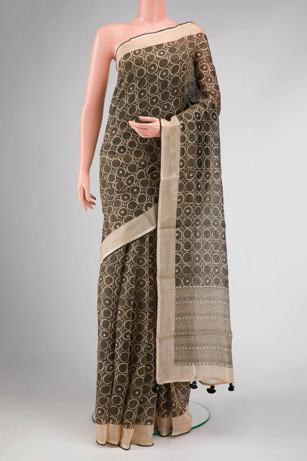 Mehandi Green Dual Tone Tussar Silk Saree