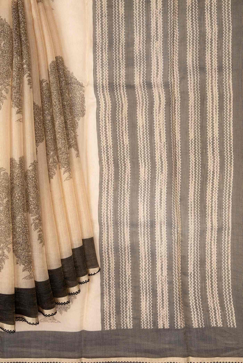 Beige Tussar Silk Saree