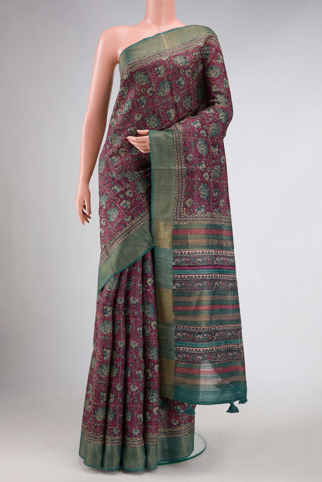 Purple Dual Tone Tussar Silk Saree