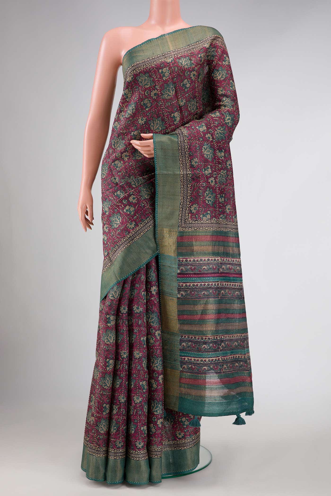 Purple Dual Tone Tussar Silk Saree