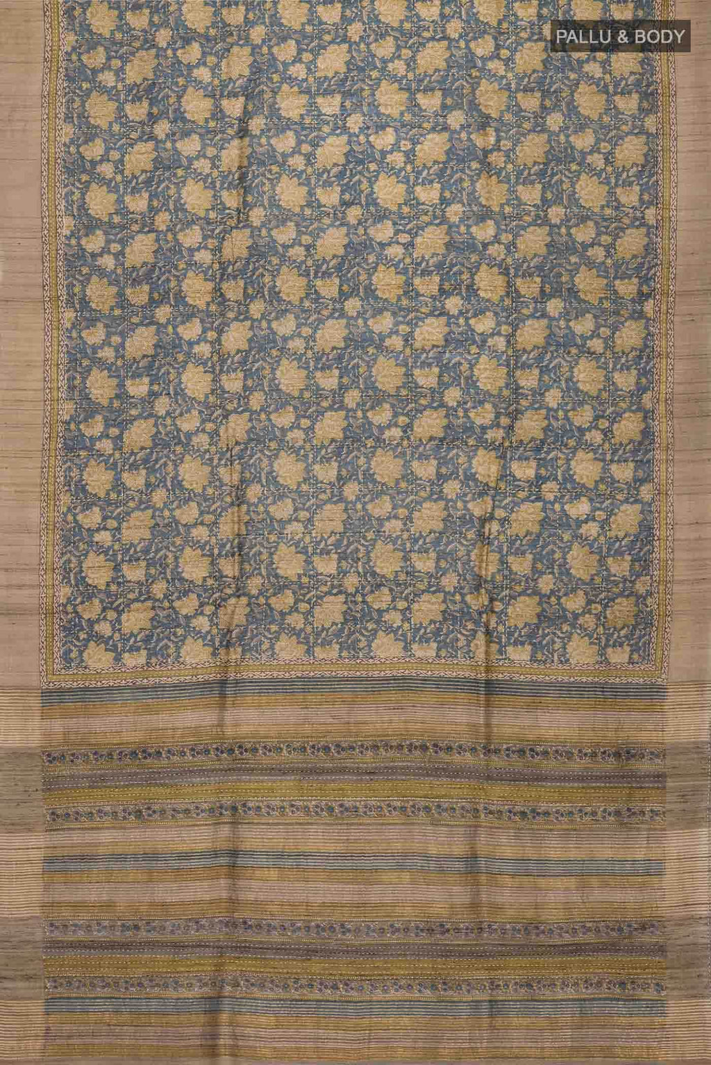 Blue Tussar Silk Saree