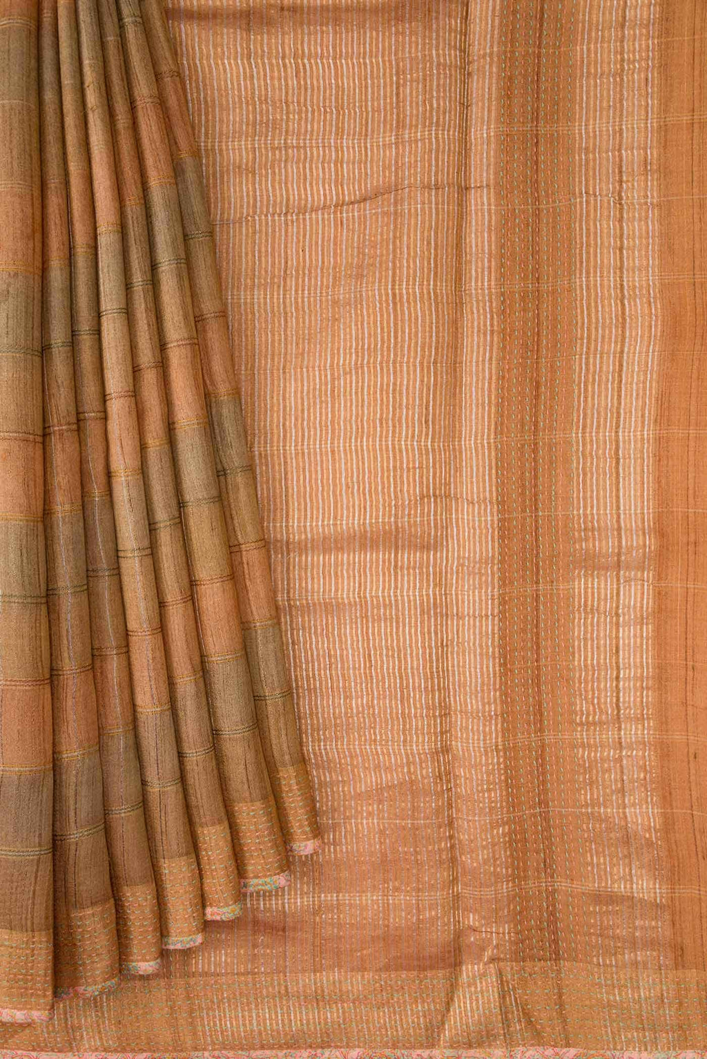 Brown Tussar Silk Saree