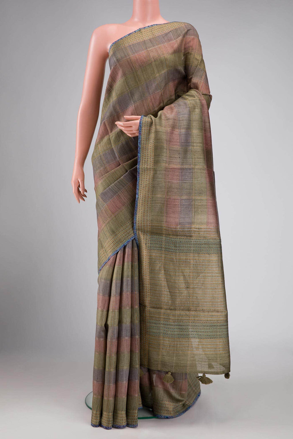 Green Dual Tone Tussar Silk Saree