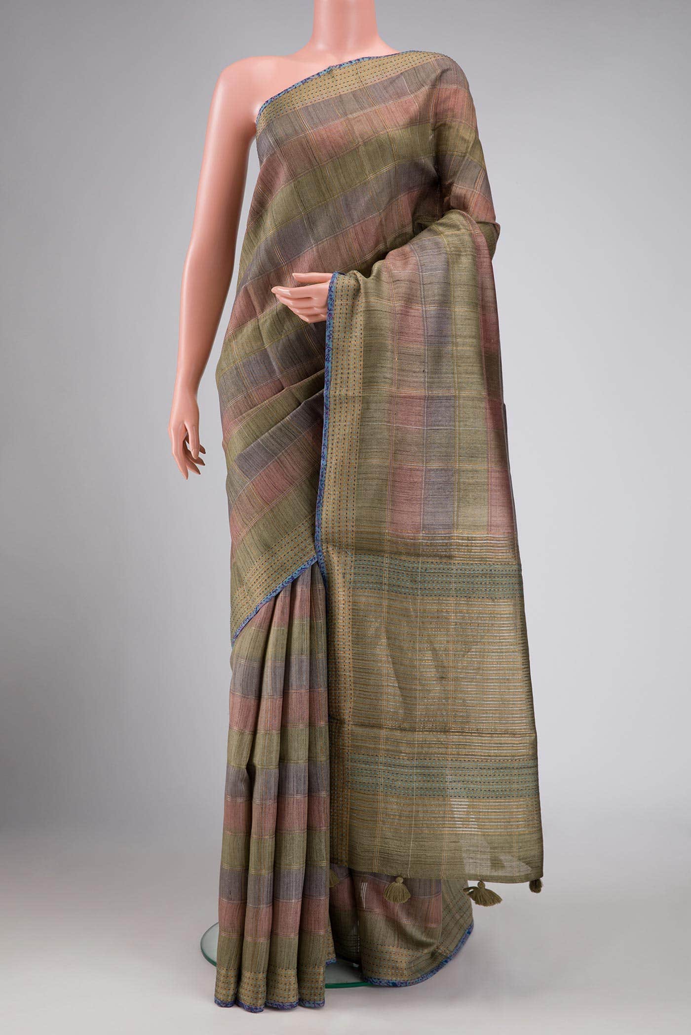 Green Dual Tone Tussar Silk Saree
