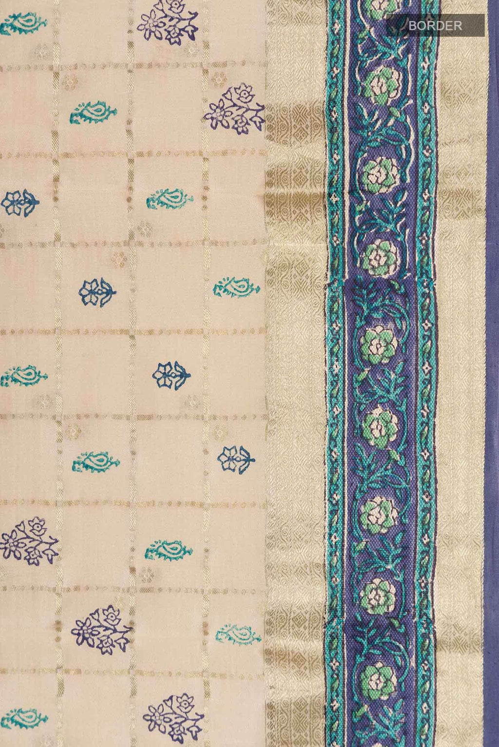 Beige Mysore Crepe Saree