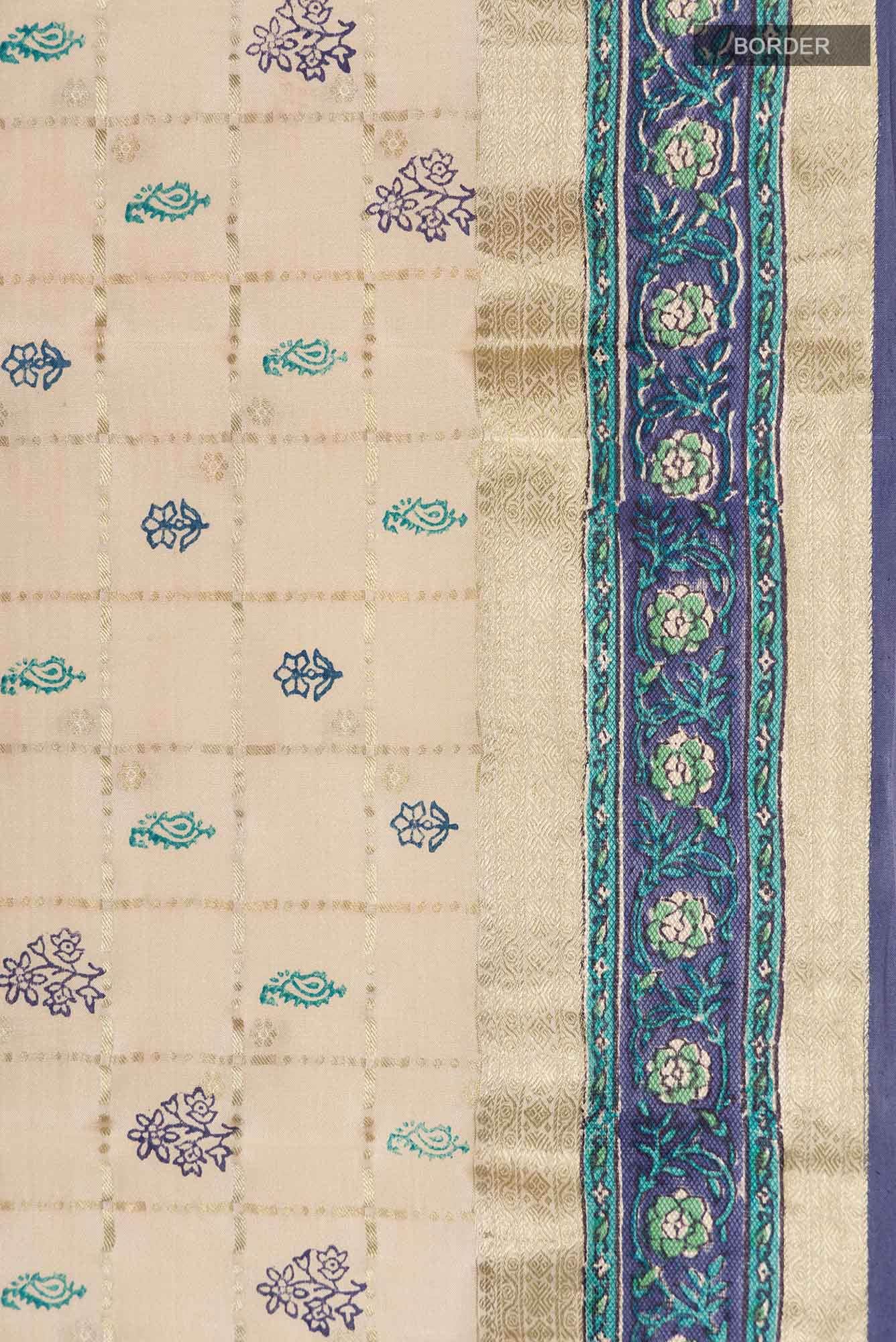 Beige Mysore Crepe Saree
