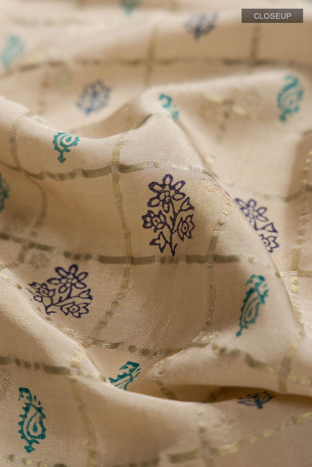 Beige Mysore Crepe Saree