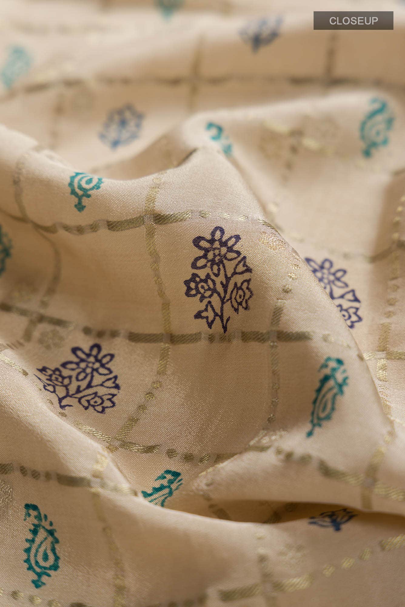 Beige Mysore Crepe Saree