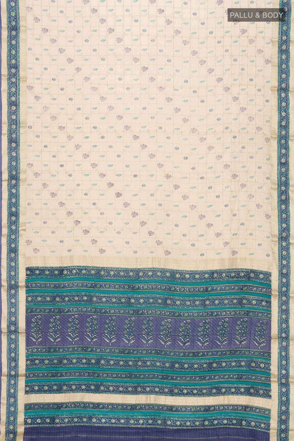 Beige Mysore Crepe Saree