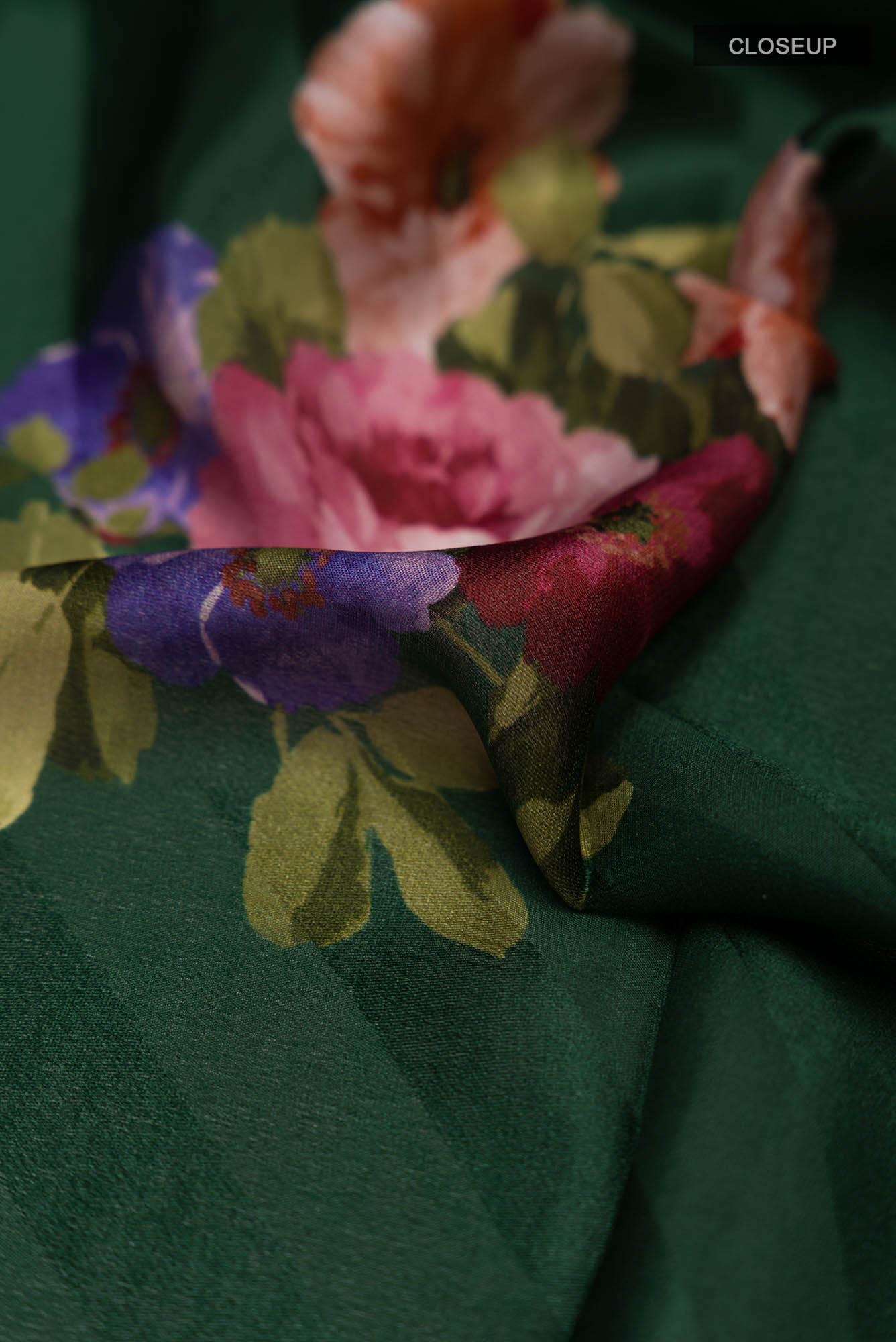 Green Crepe Saree