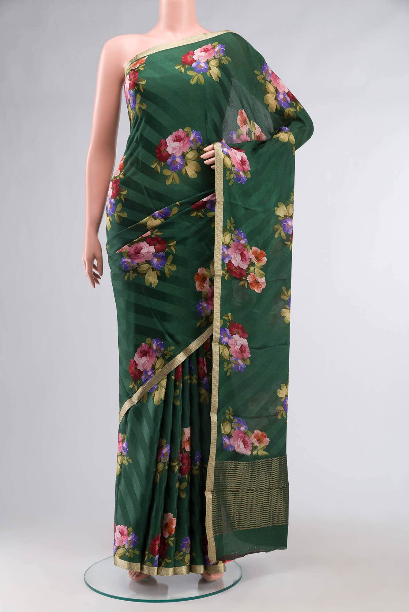 Green Crepe Saree