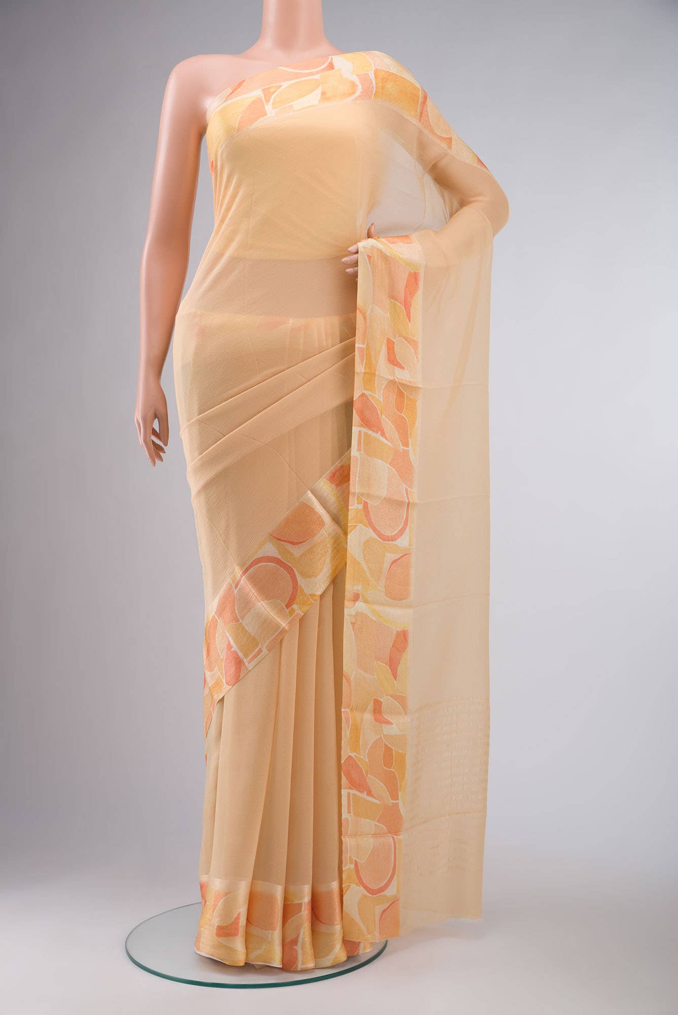 Peach Mysore Chiffon Saree