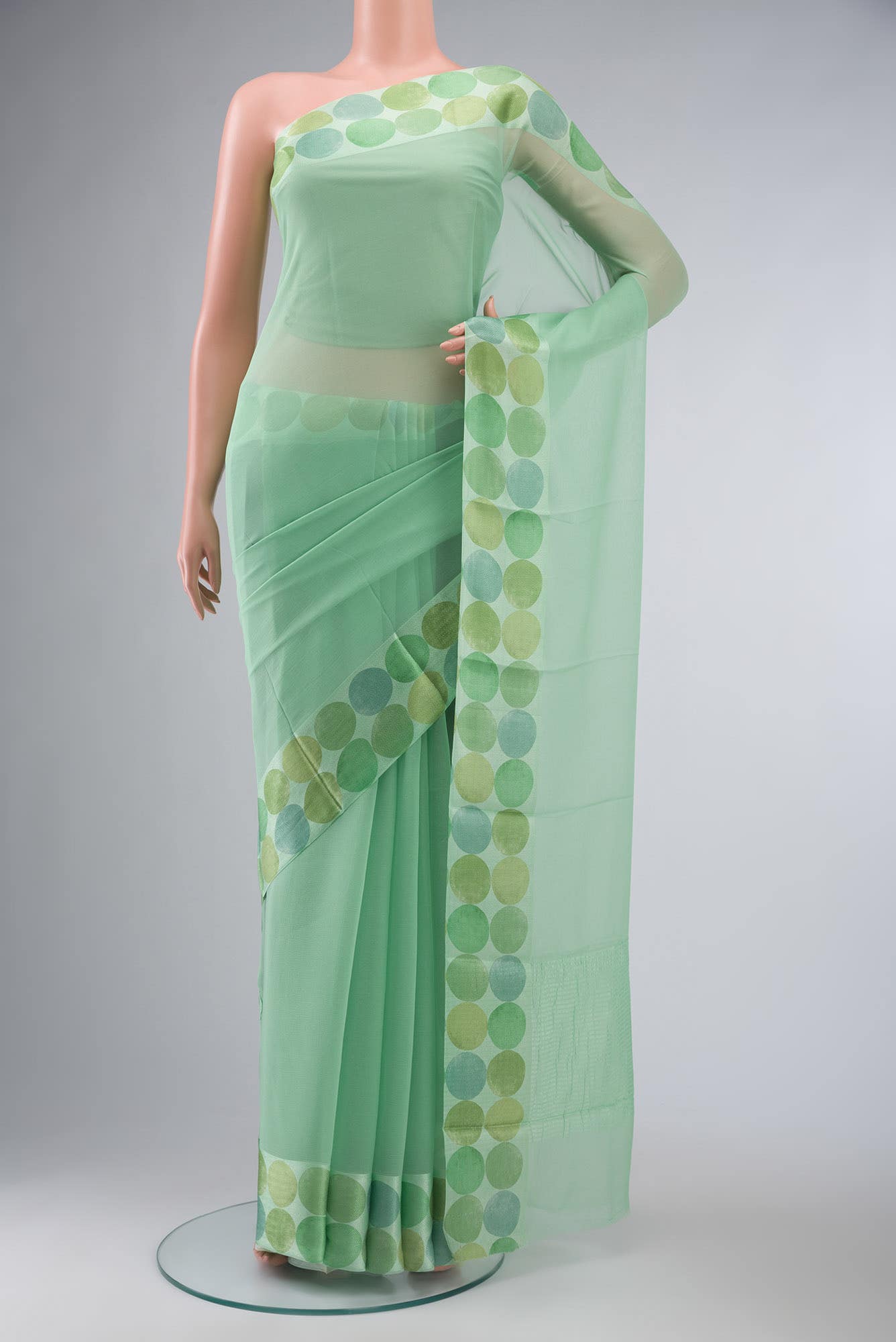 Pista Green Mysore Chiffon Saree