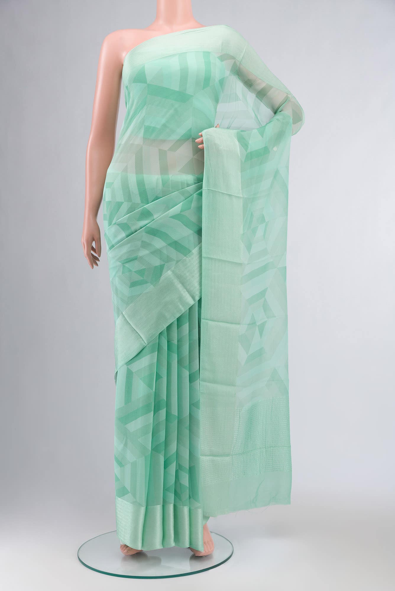 Mint Green Mysore Chiffon Saree