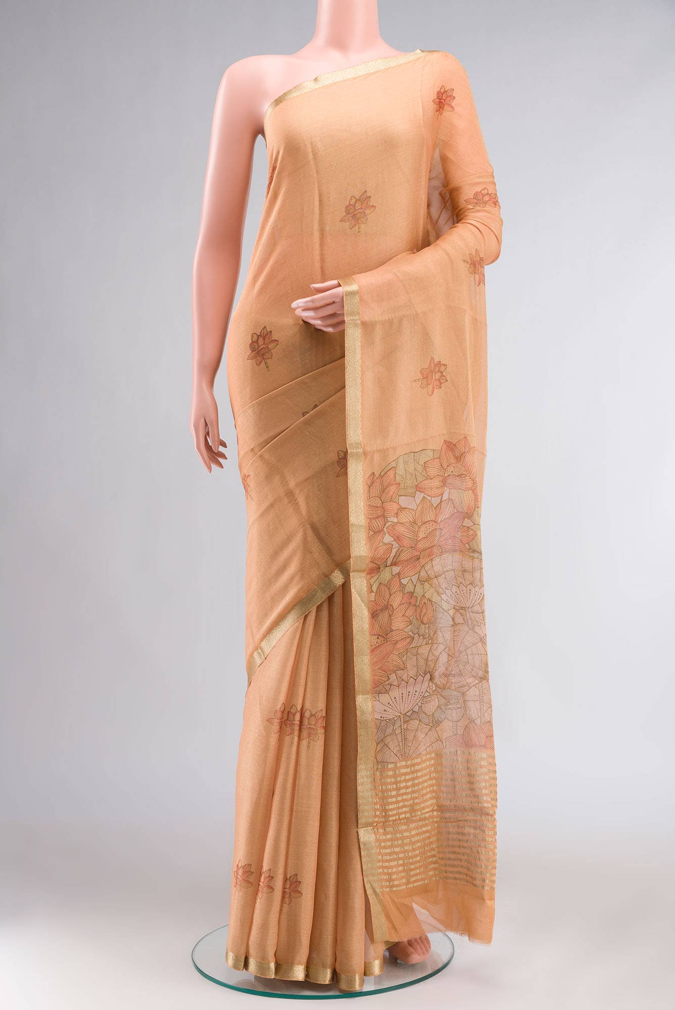 Peach Mysore Georgette Saree