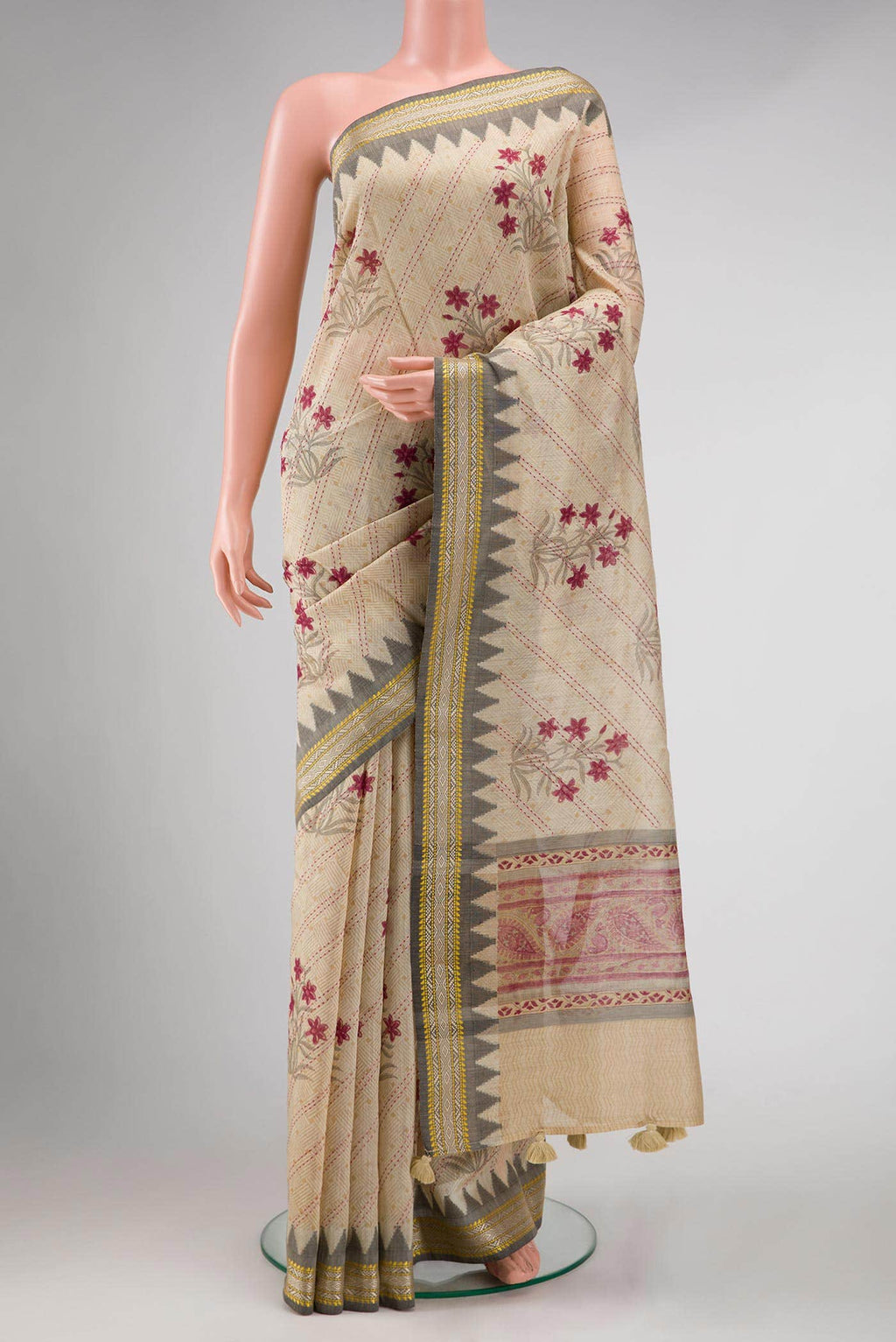 Sandal Tussar Silk Saree