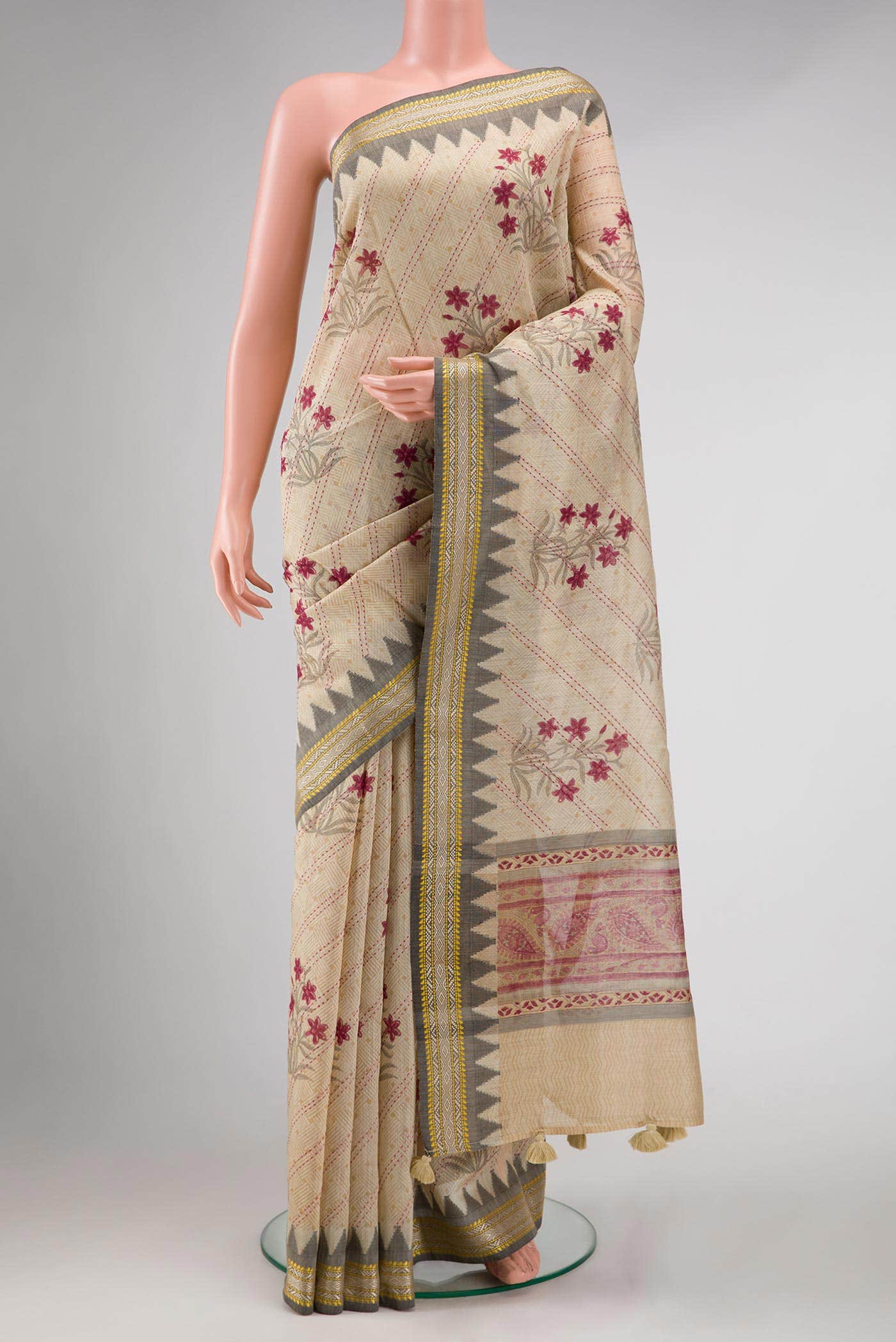 Sandal Tussar Silk Saree