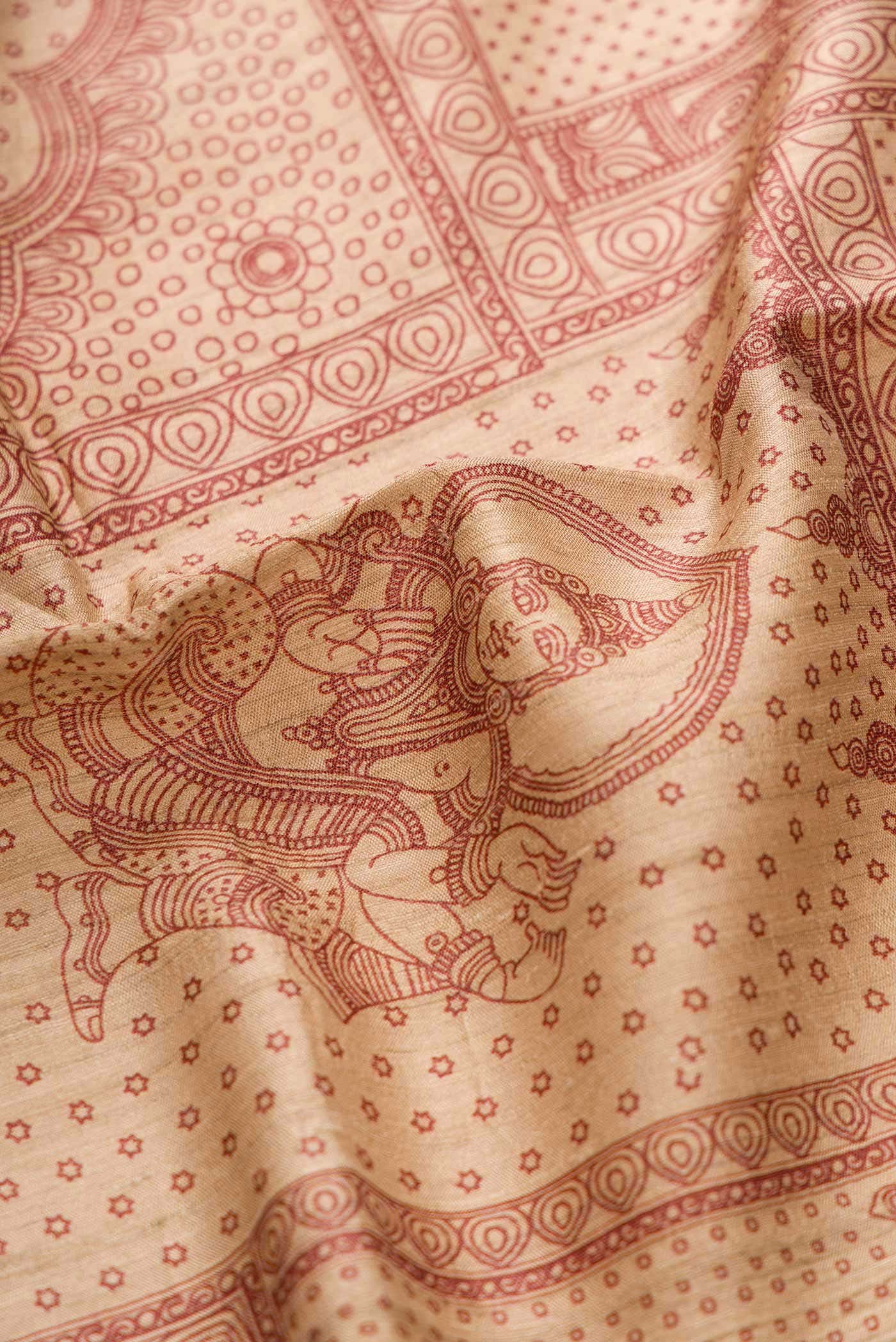 Beige Tussar Silk Saree