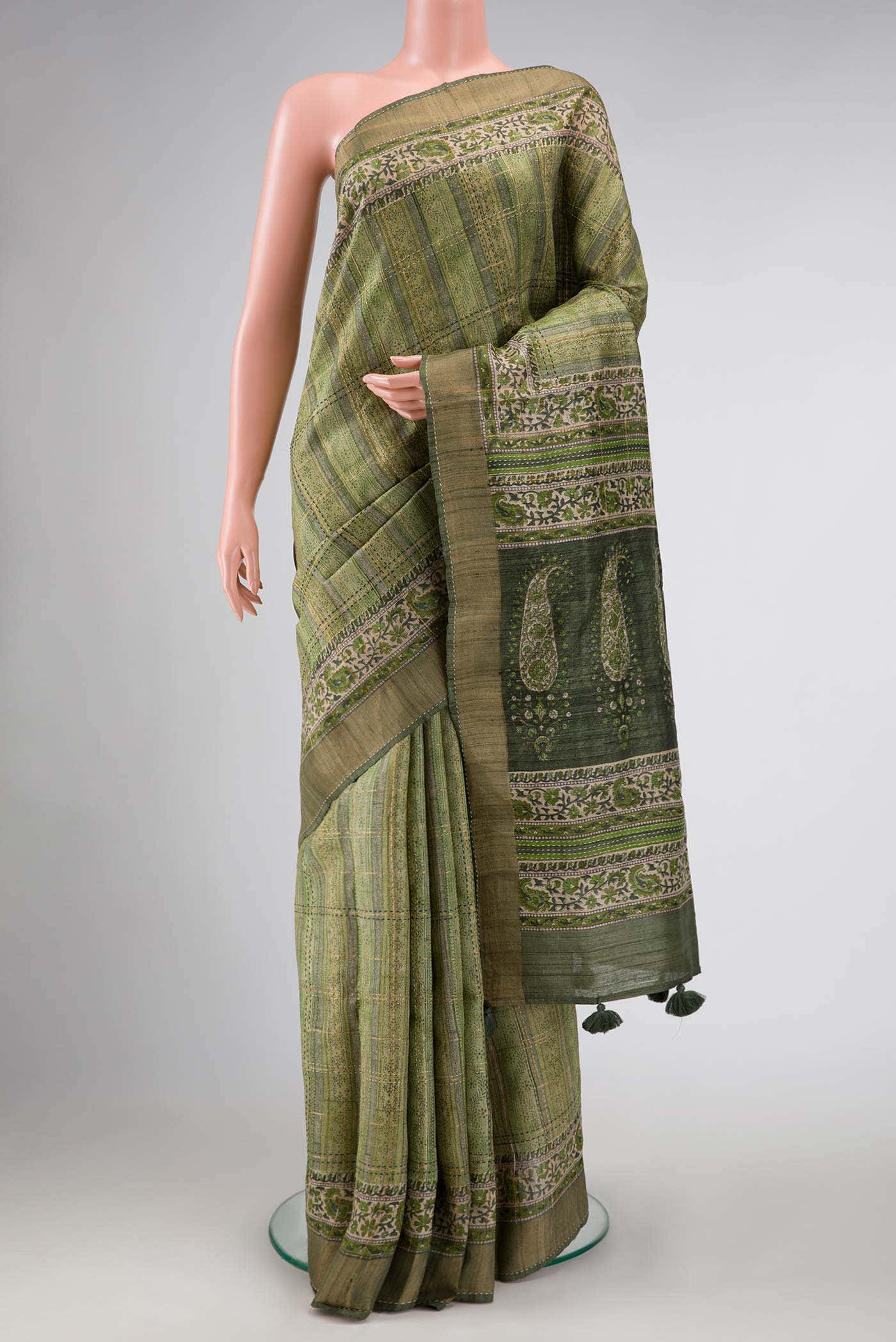 Green Tussar Silk Saree