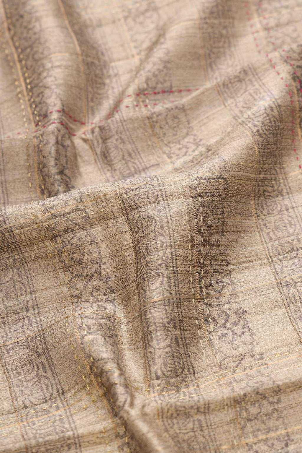 Dark Beige Tussar Silk Saree