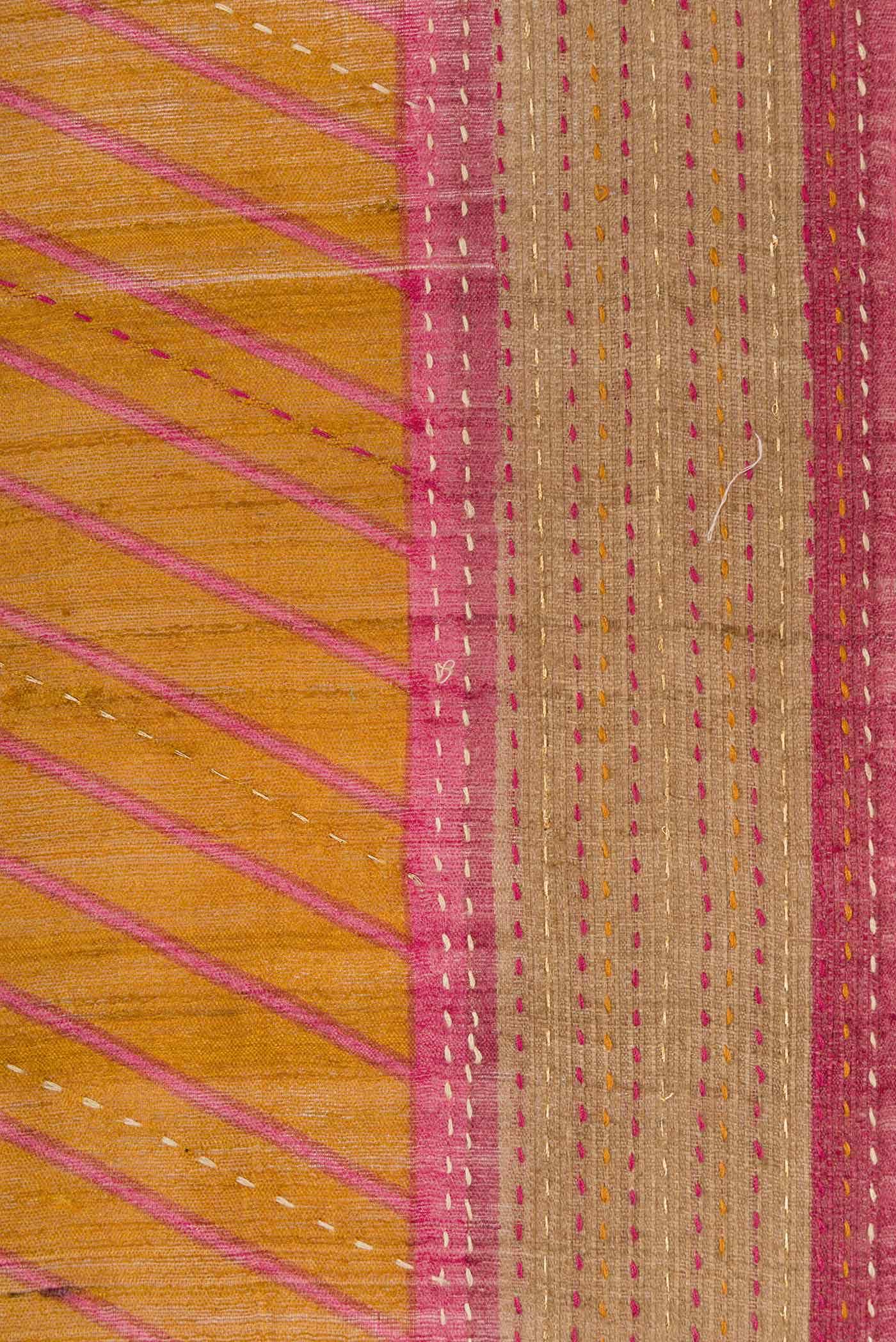 Mustard Tussar Silk Saree