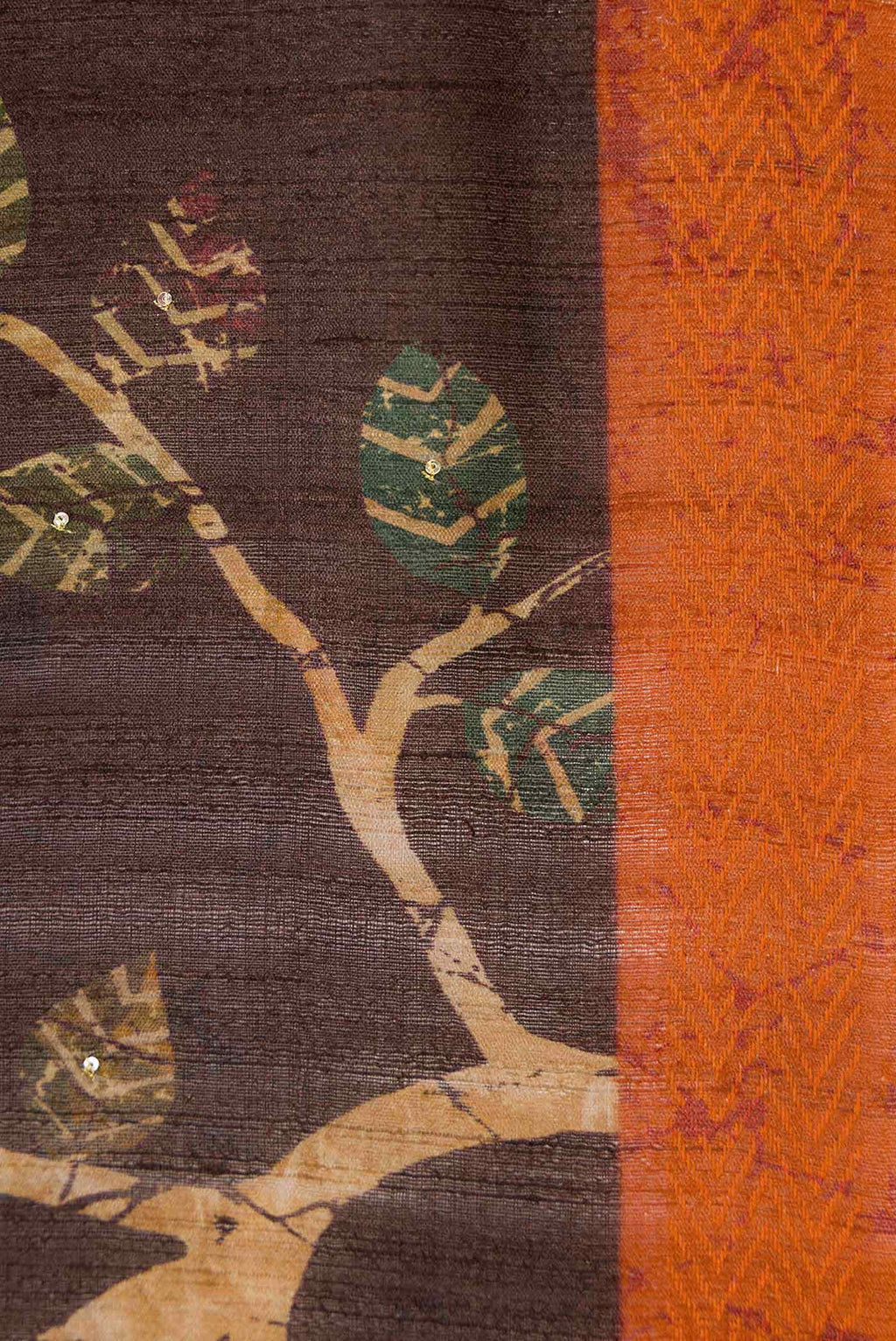 Coffee Brown Dual Tone Tussar Silk Saree
