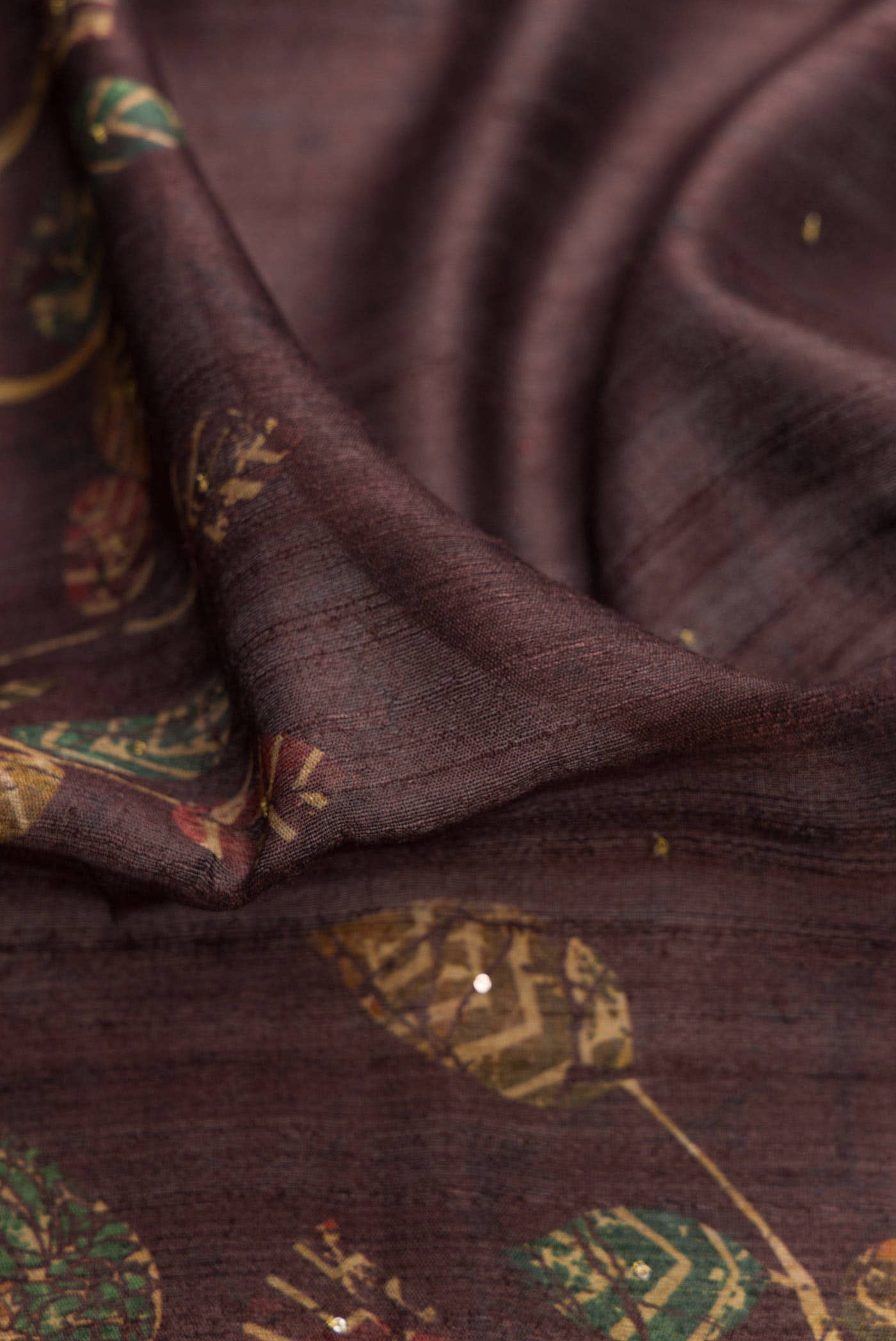 Coffee Brown Dual Tone Tussar Silk Saree