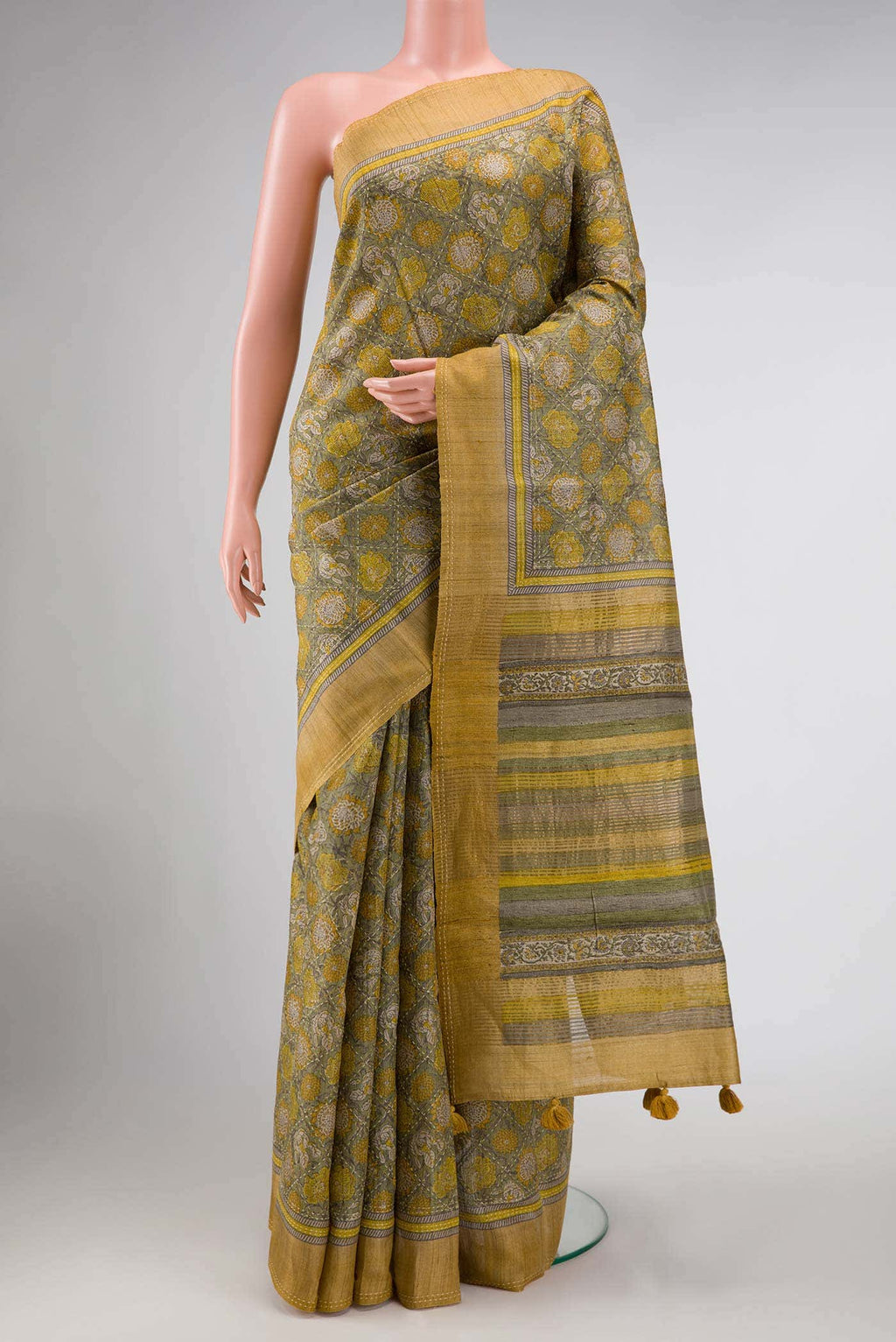 Green Tussar Silk Saree