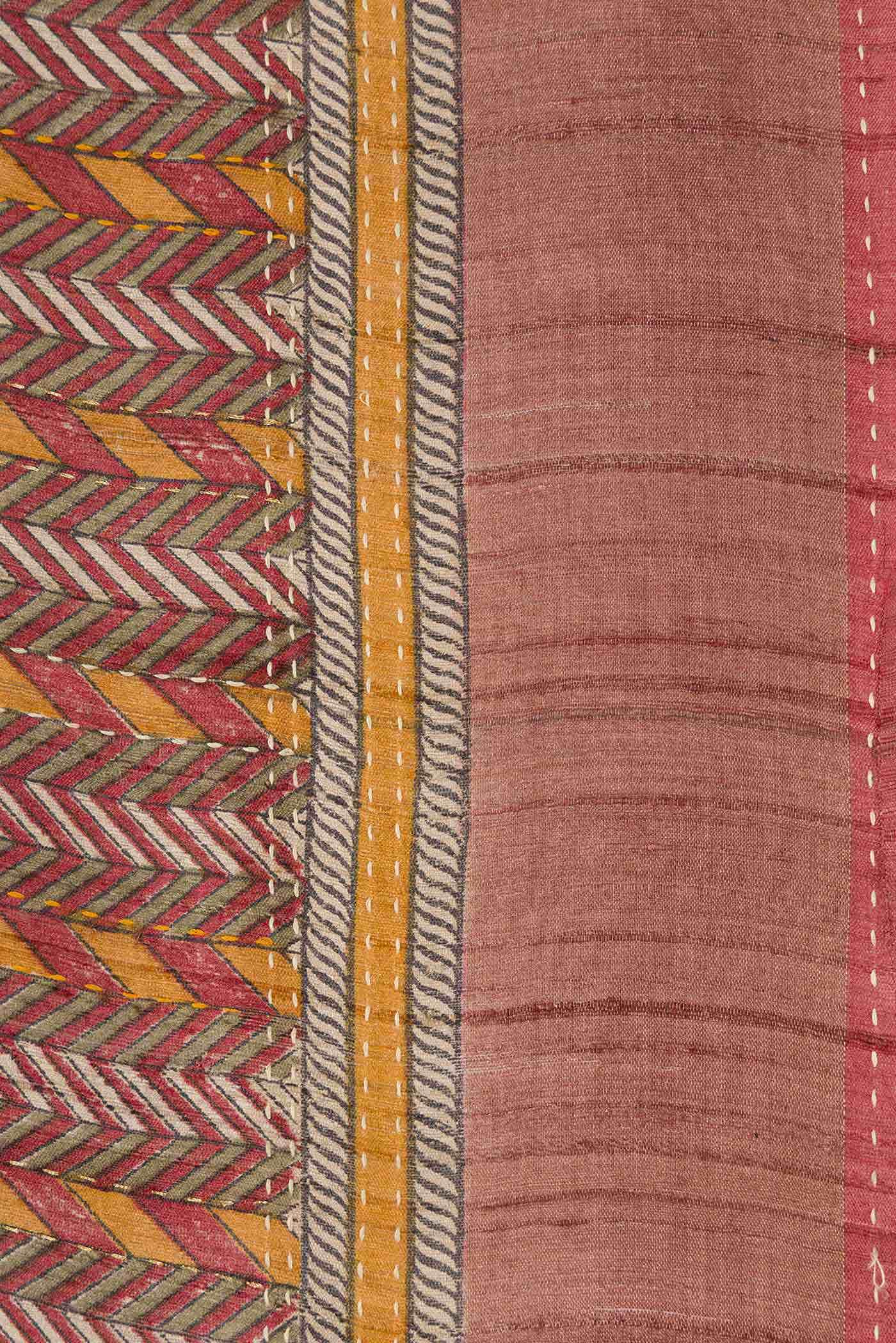 Brown Tussar Silk Saree
