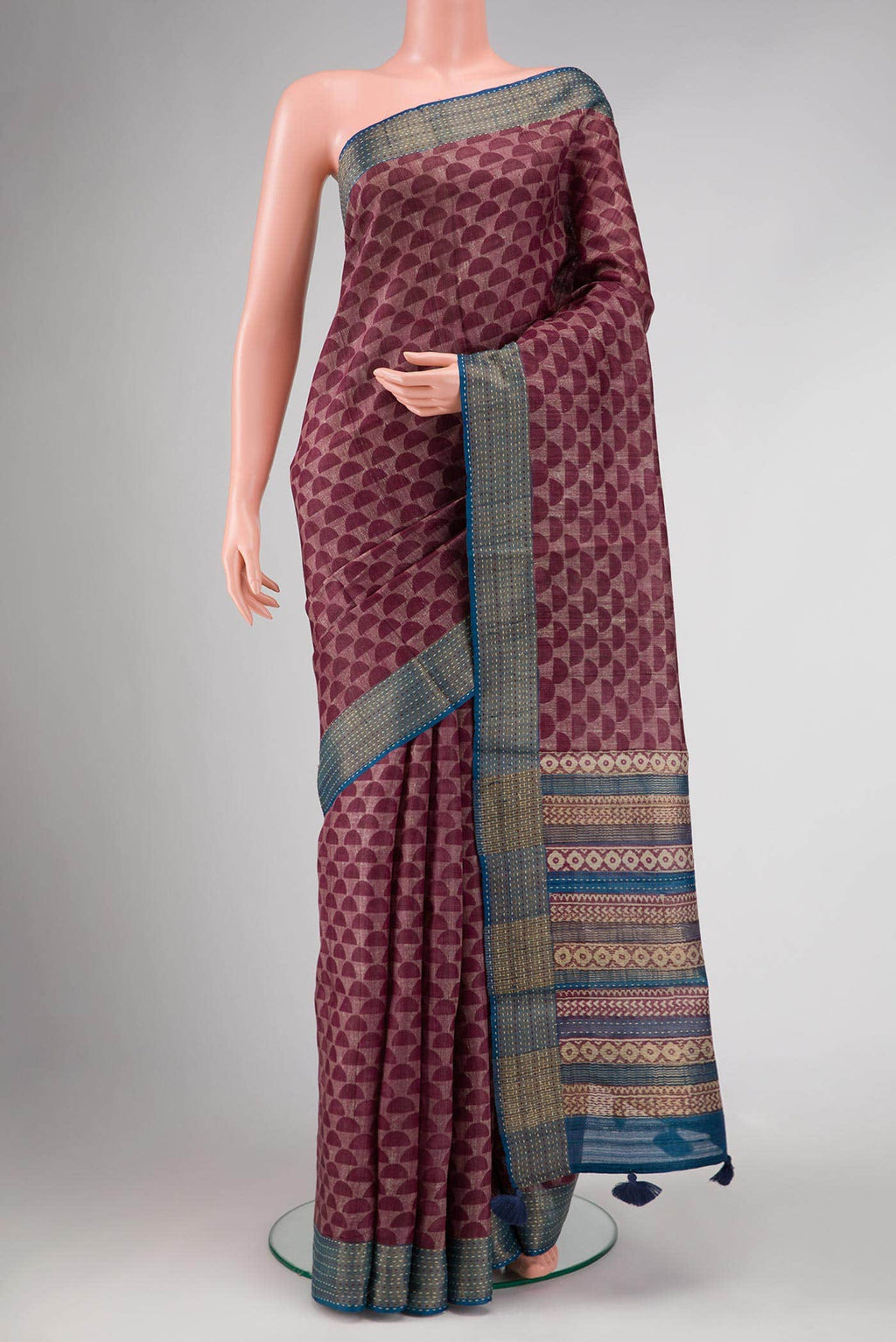 Maroon Dual Tone Tussar Silk Saree
