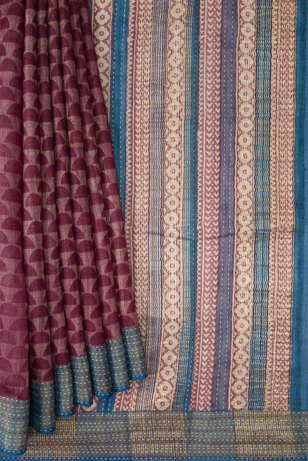 Maroon Dual Tone Tussar Silk Saree