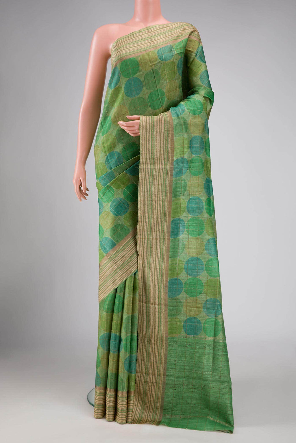 Green Dual Tone Tussar Silk Saree