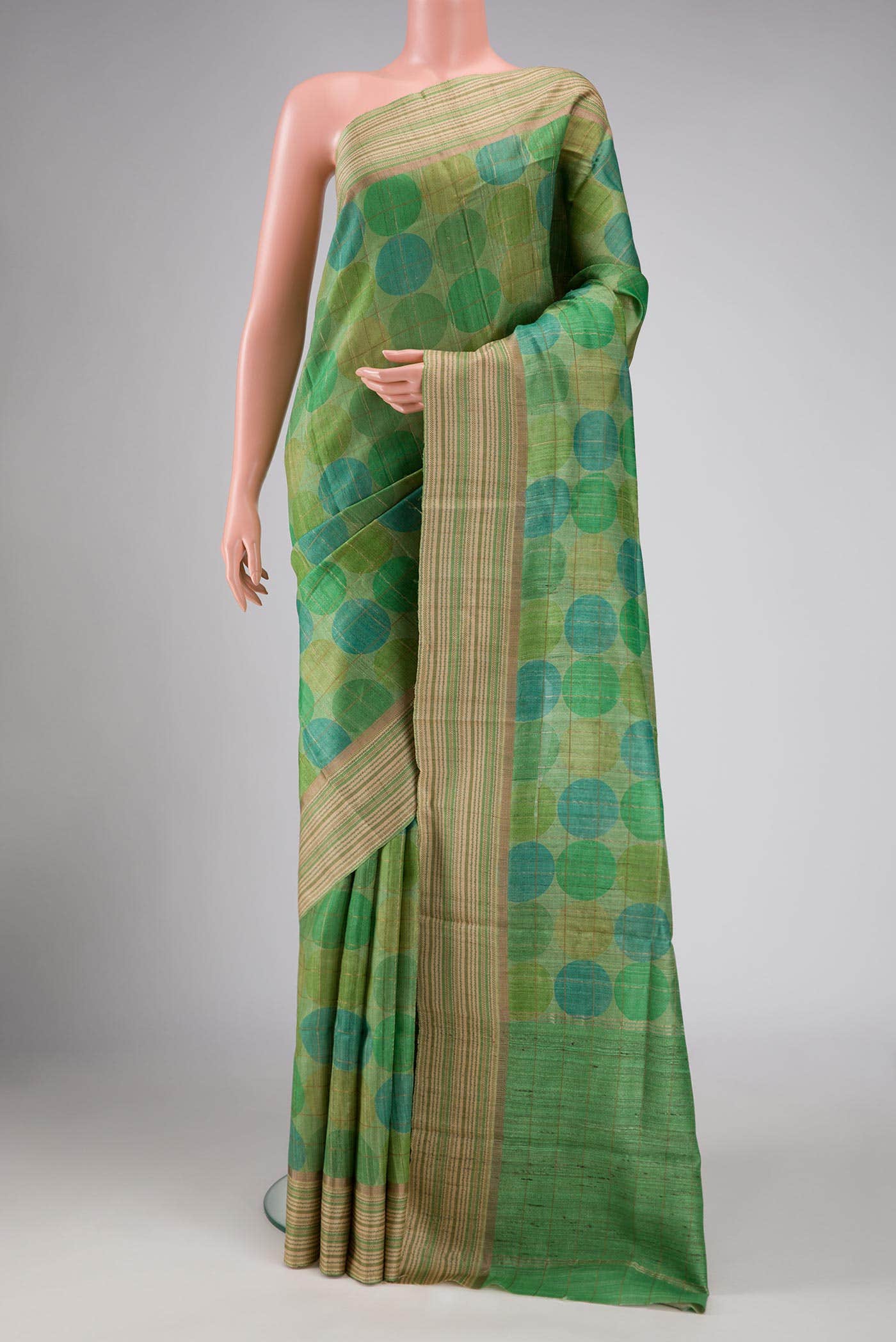 Green Dual Tone Tussar Silk Saree