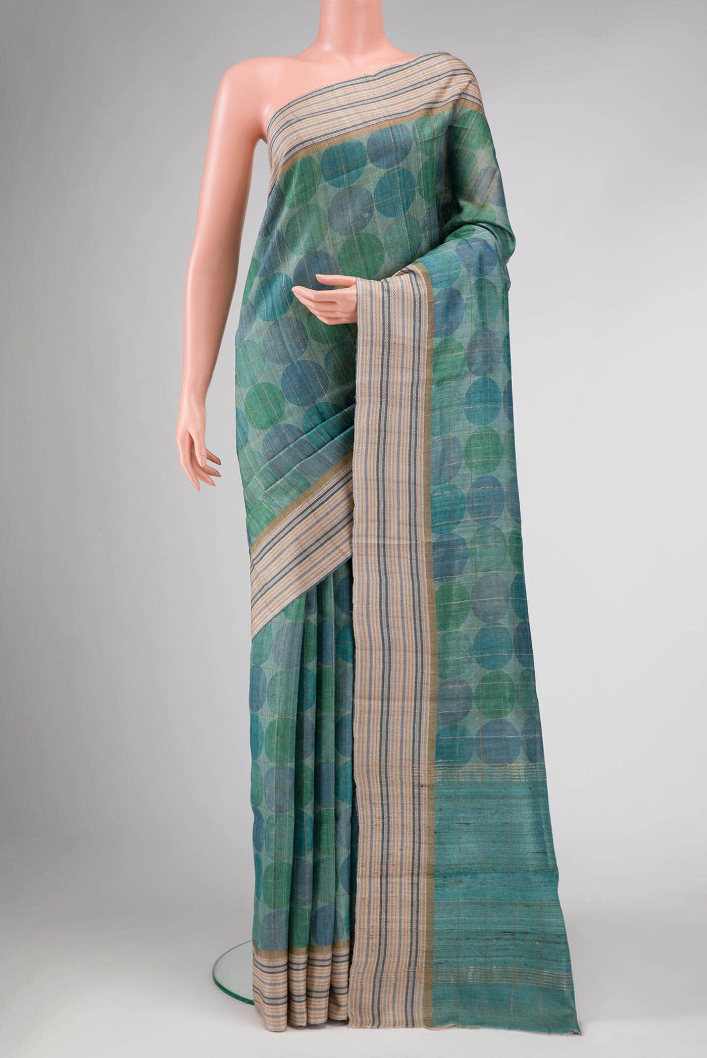 Light Blue Dual Tone Tussar Silk Saree