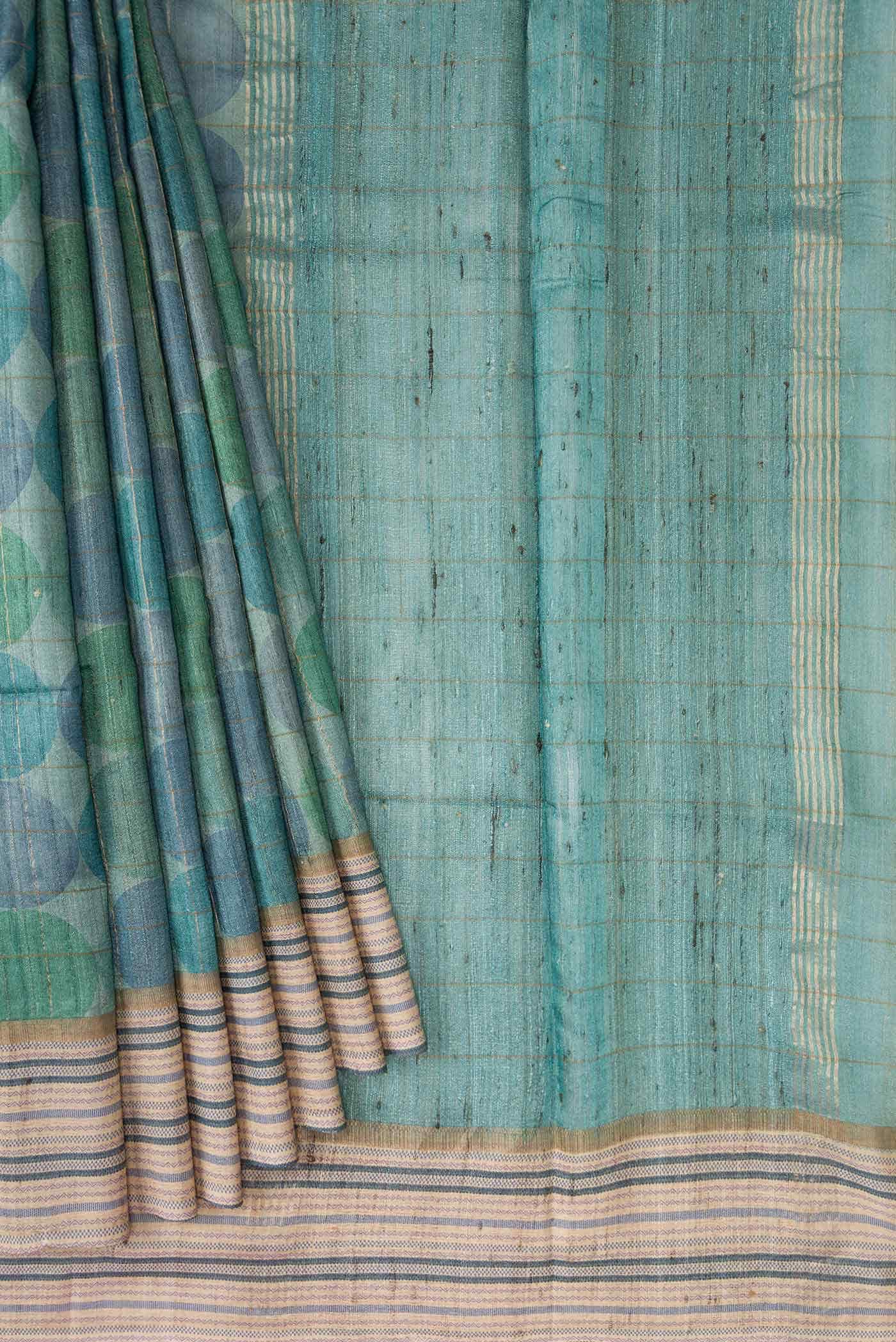 Light Blue Dual Tone Tussar Silk Saree