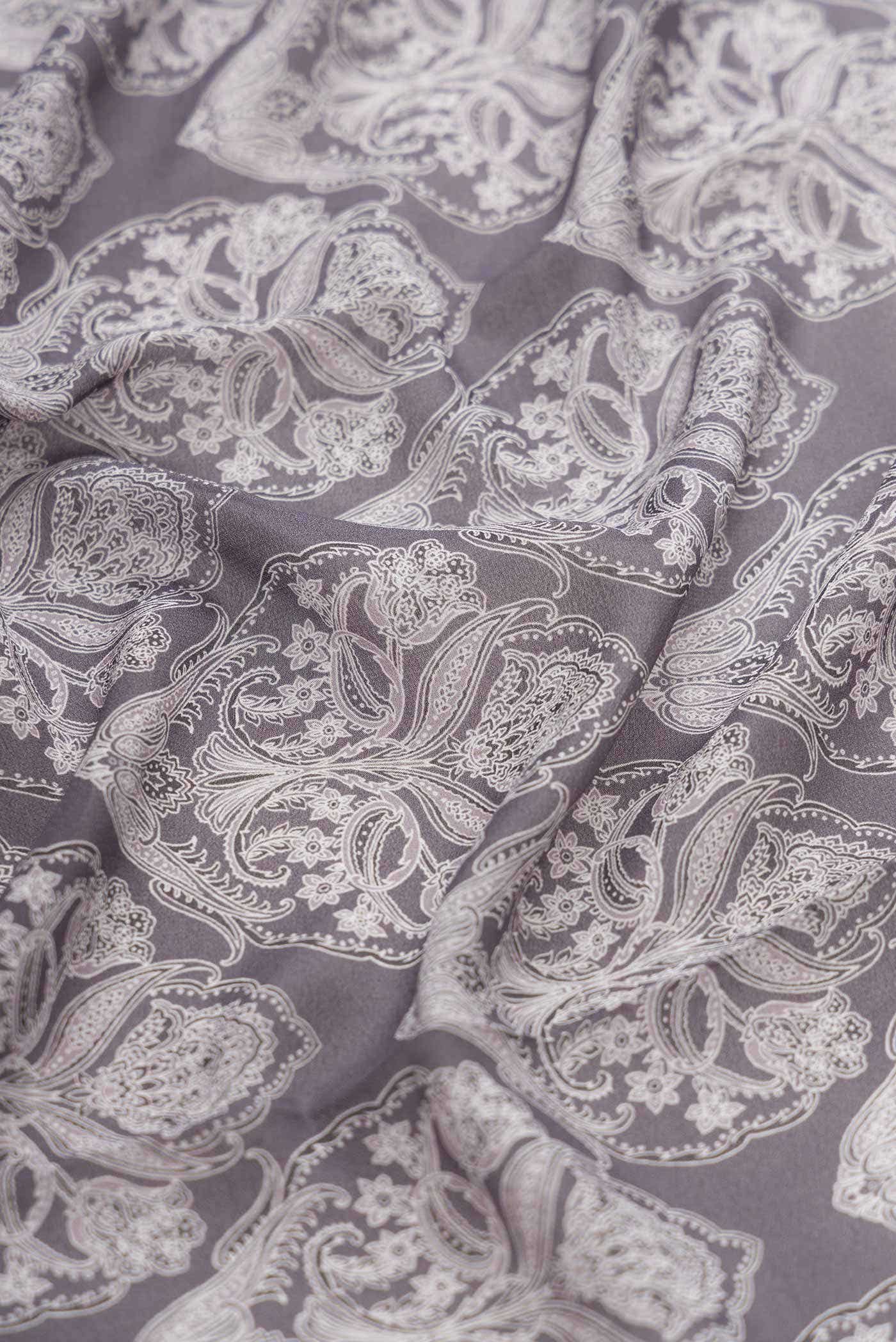 Grey Mysore Crepe Saree