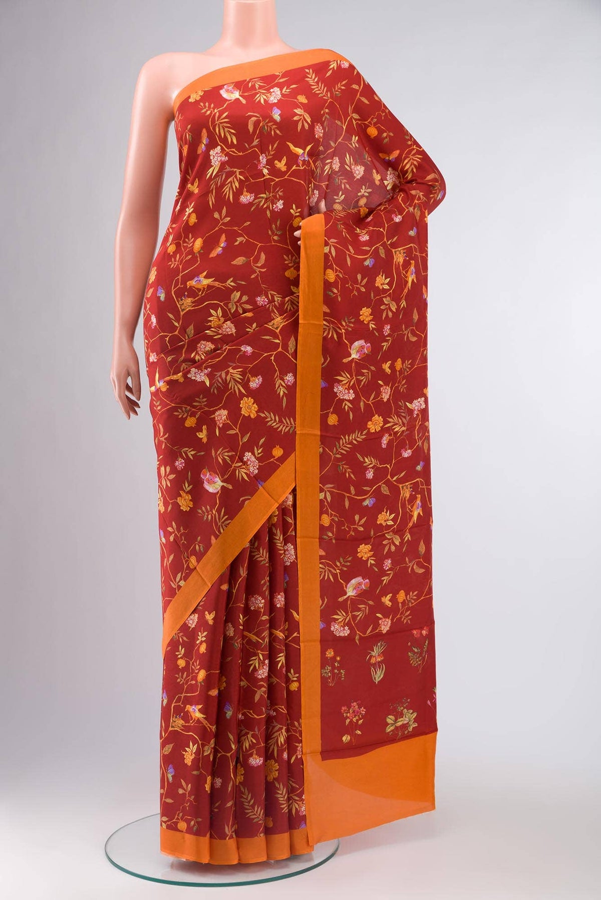 Red Printed Silk Saree