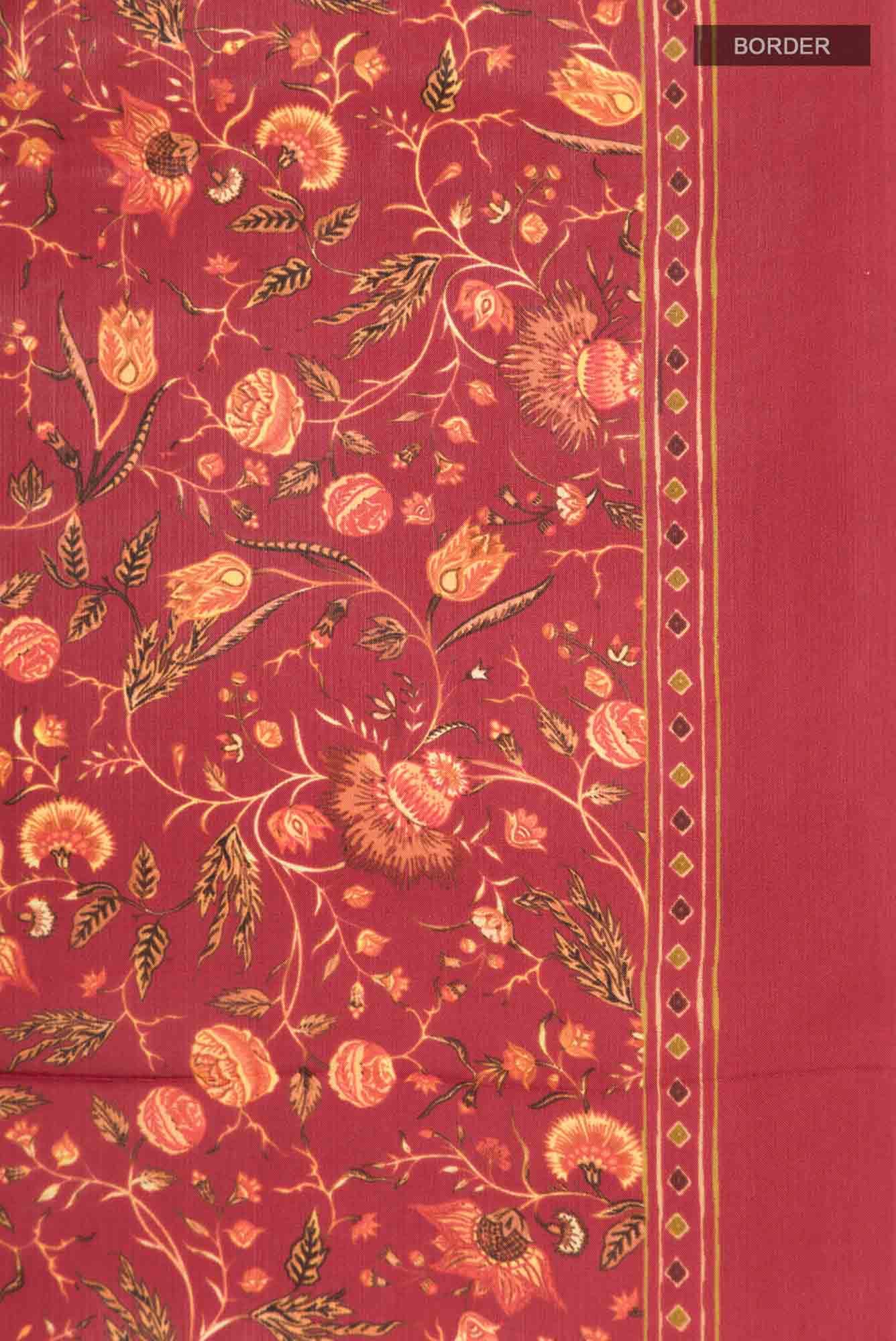 Maroon Printed Silk Saree