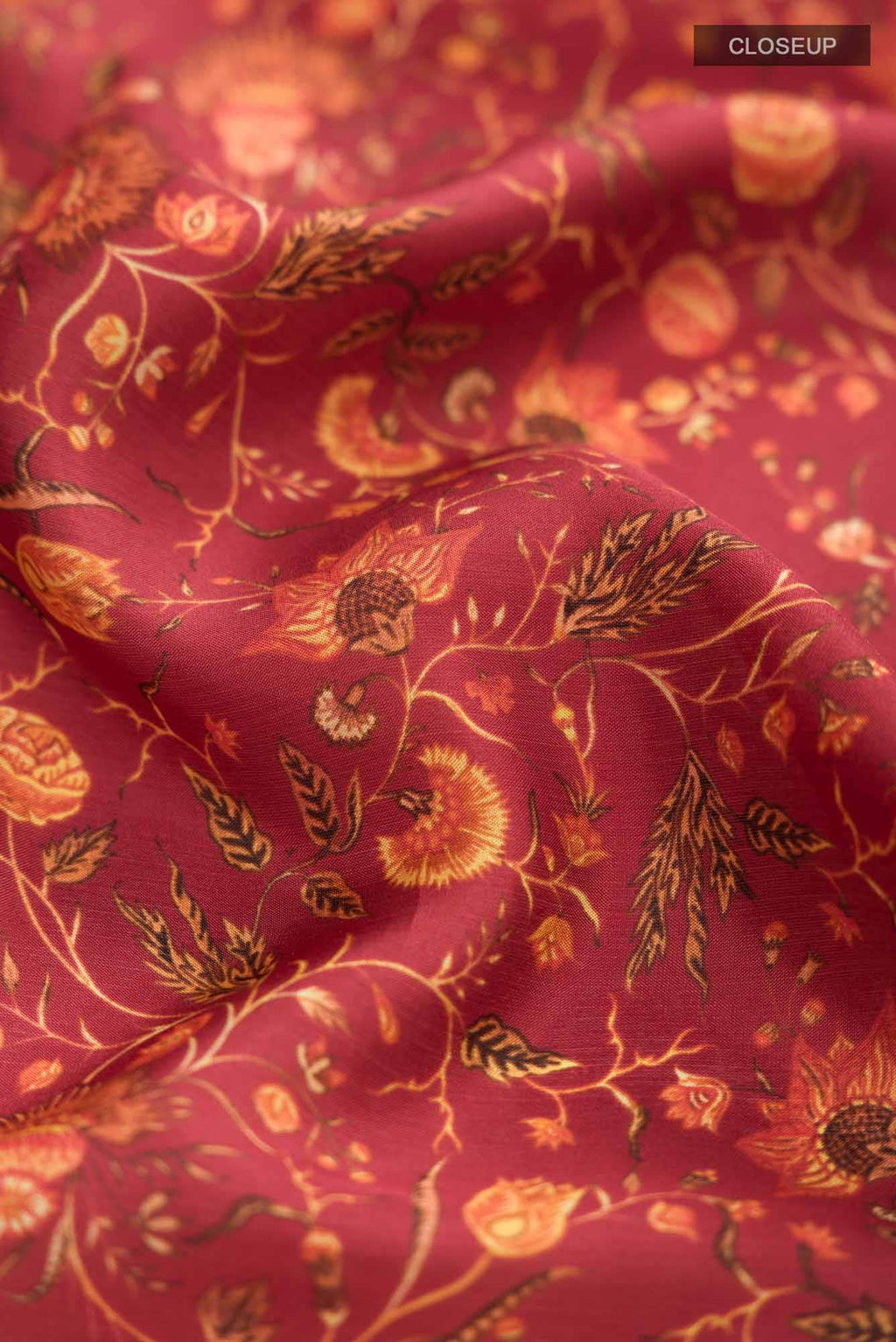 Maroon Printed Silk Saree