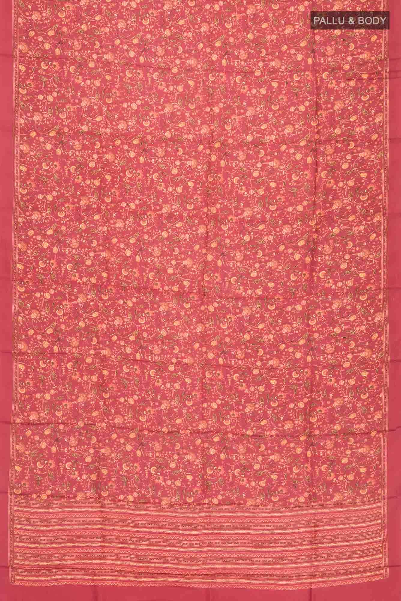 Maroon Printed Silk Saree
