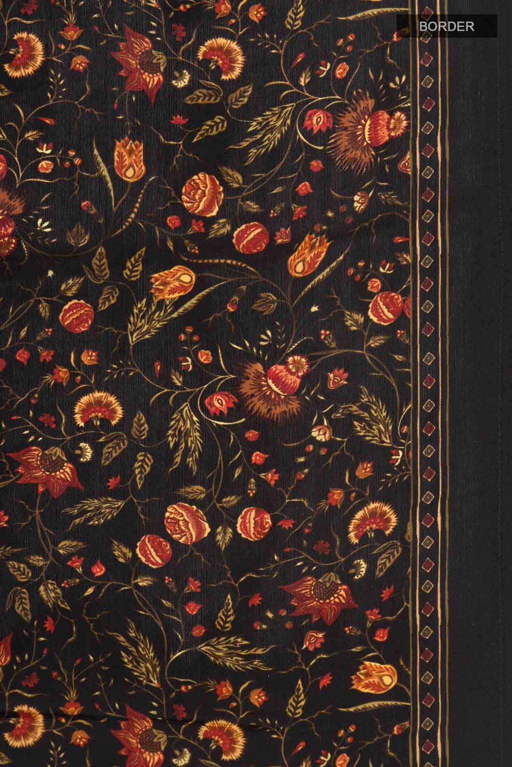 Black Printed Silk Saree