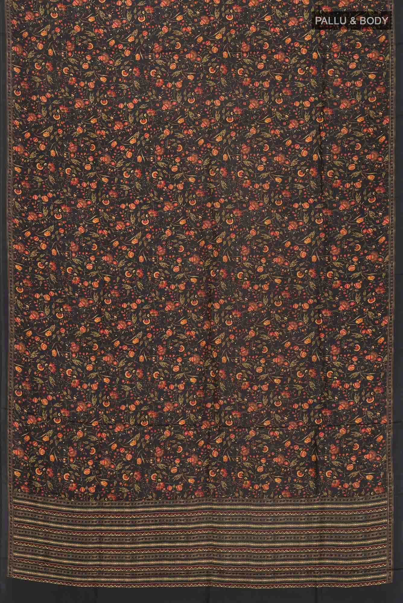 Black Printed Silk Saree