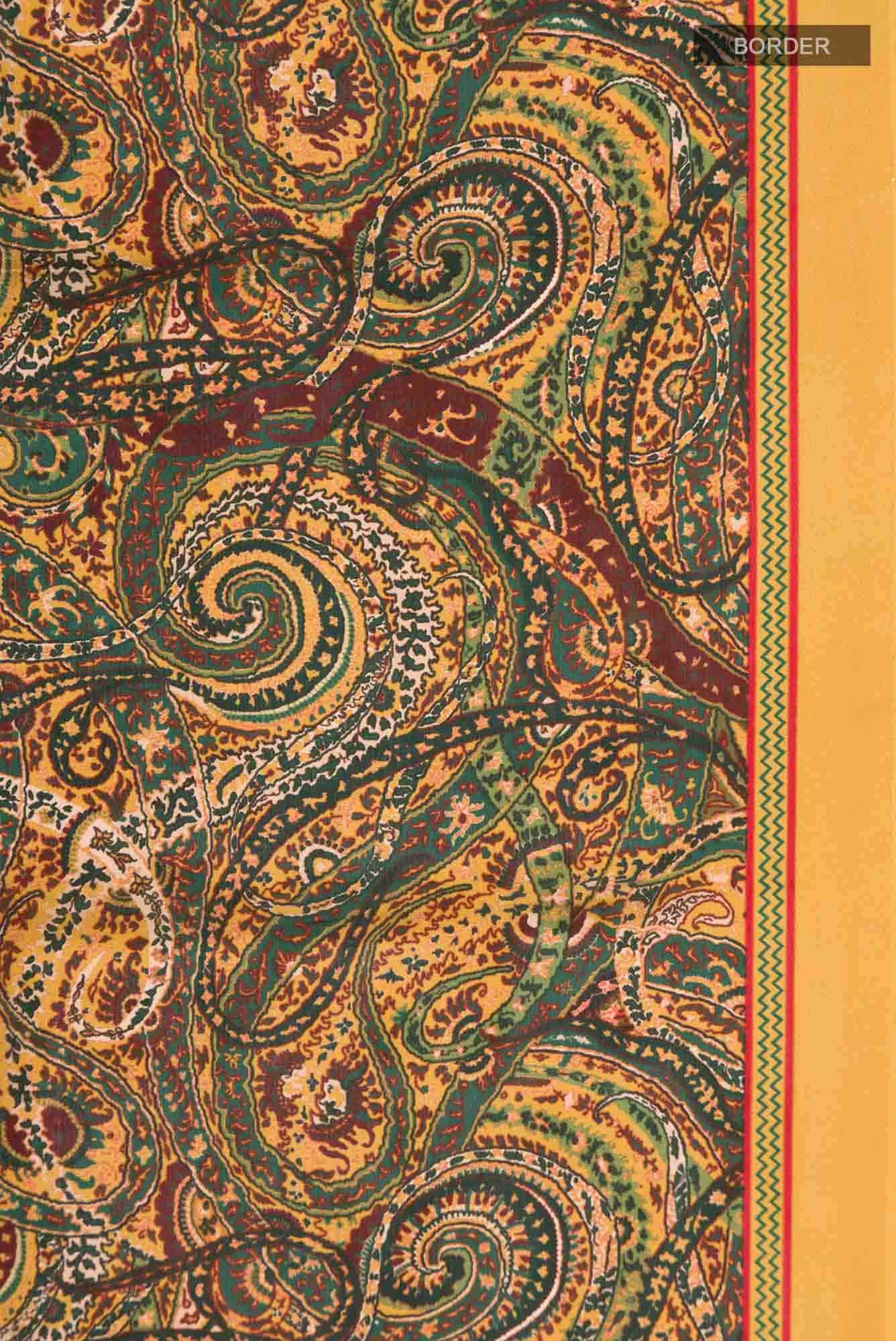 Mustard Printed Silk Saree