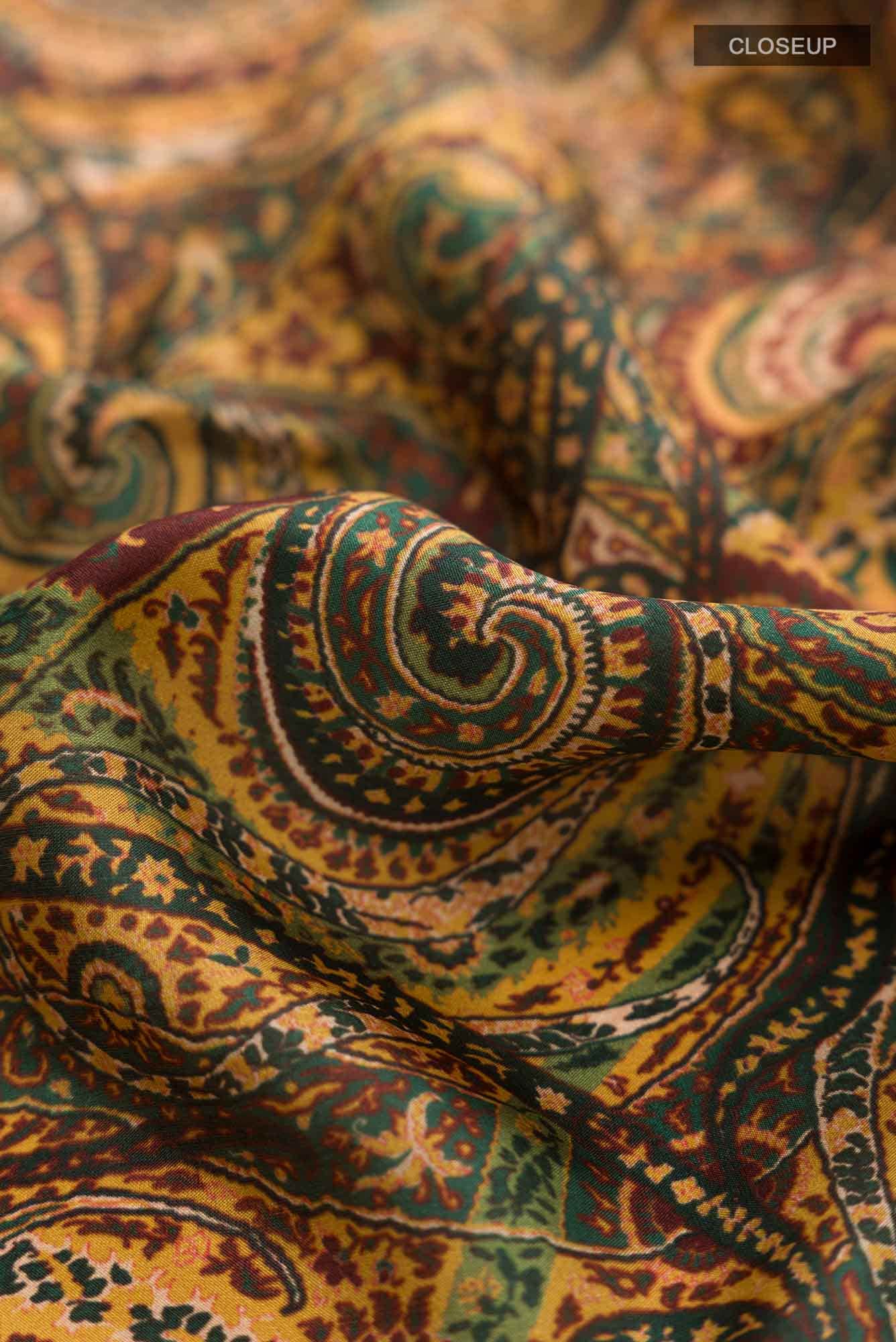 Mustard Printed Silk Saree