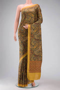 Mustard Printed Silk Saree