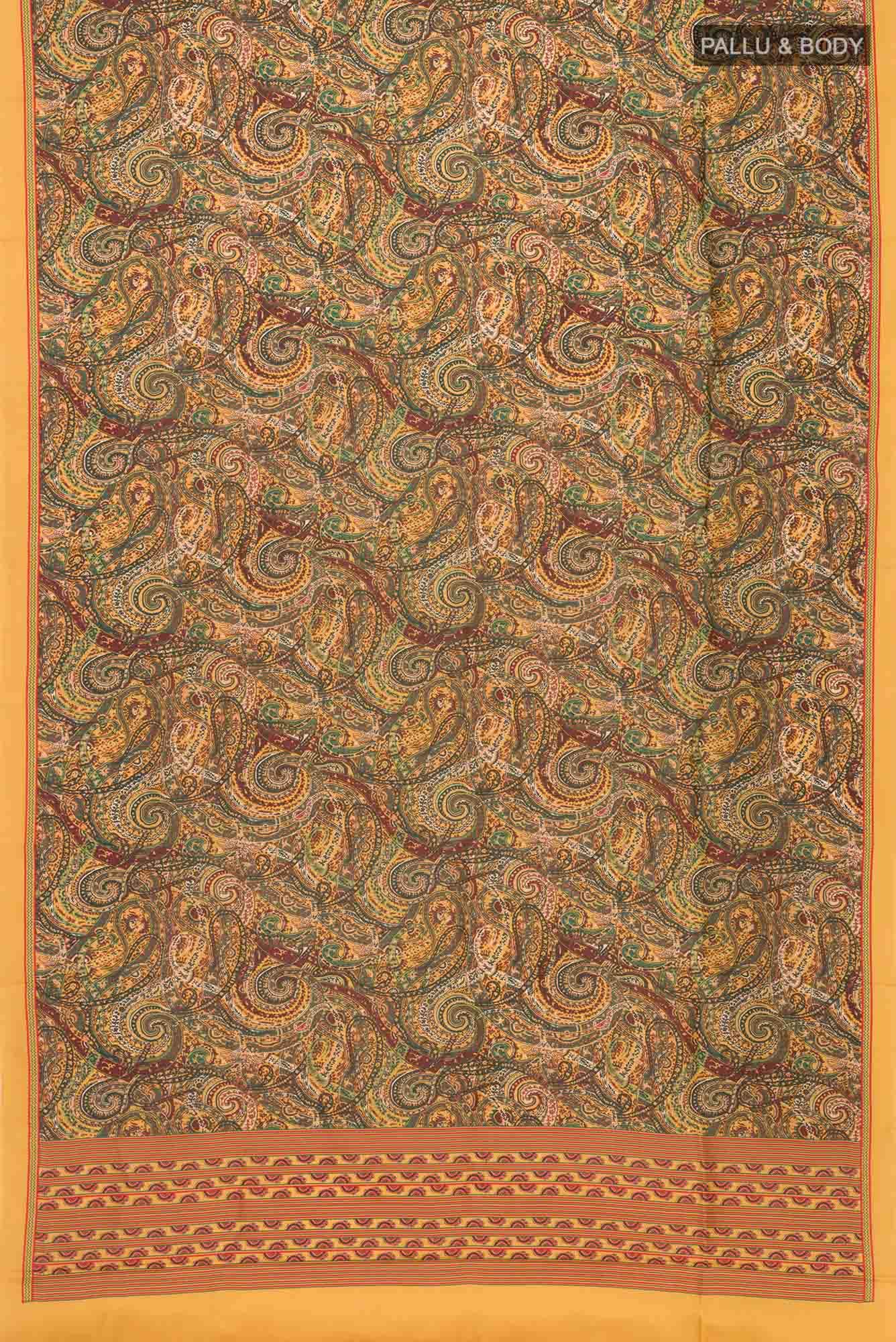Mustard Printed Silk Saree