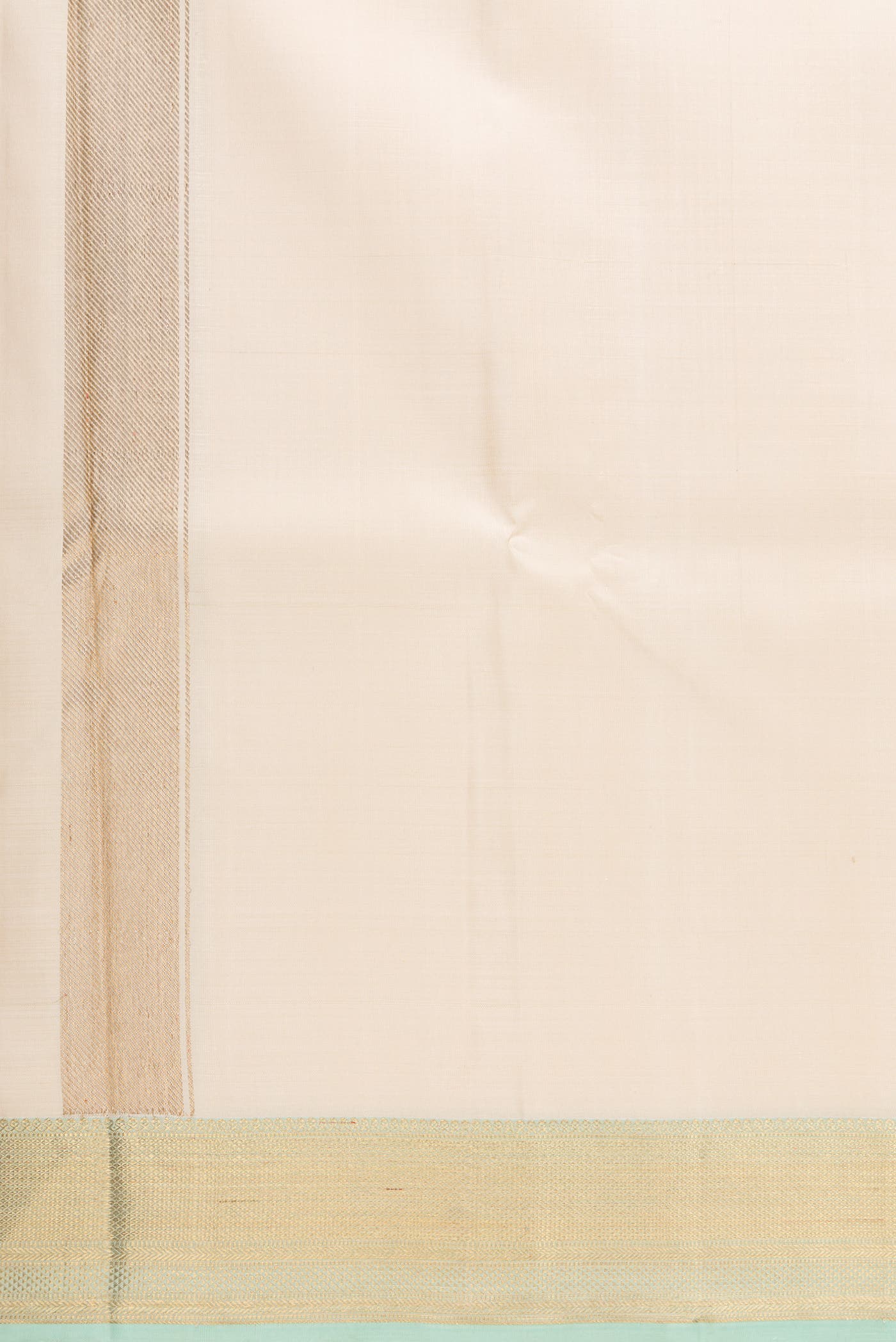 Cream Silk Dhoti With Angavastram (9X 5) Muzham