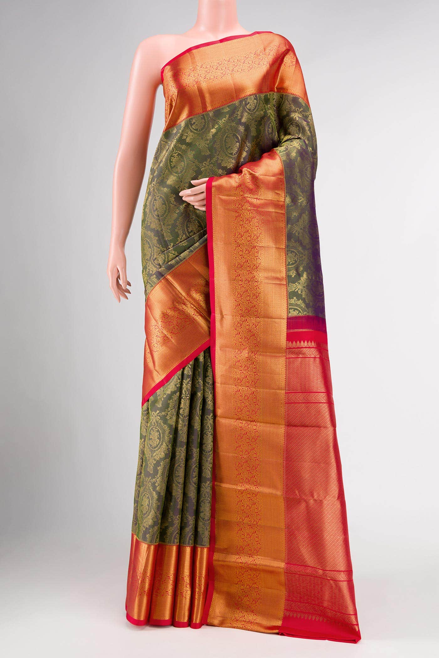 Green Dual Tone Kanchipuram Silk Saree