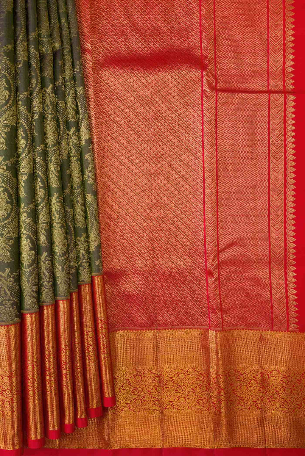 Green Dual Tone Kanchipuram Silk Saree