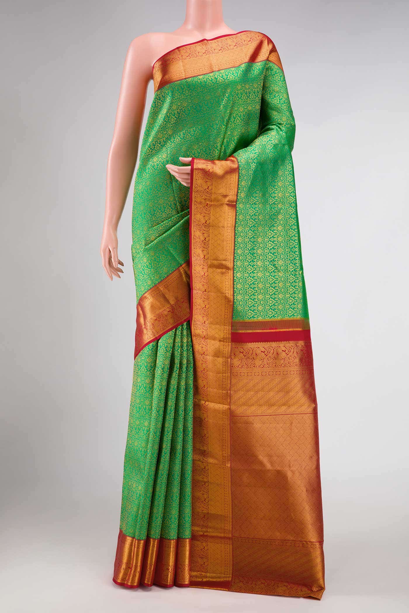 Sea Green Dual Tone Kanchipuram Silk Saree